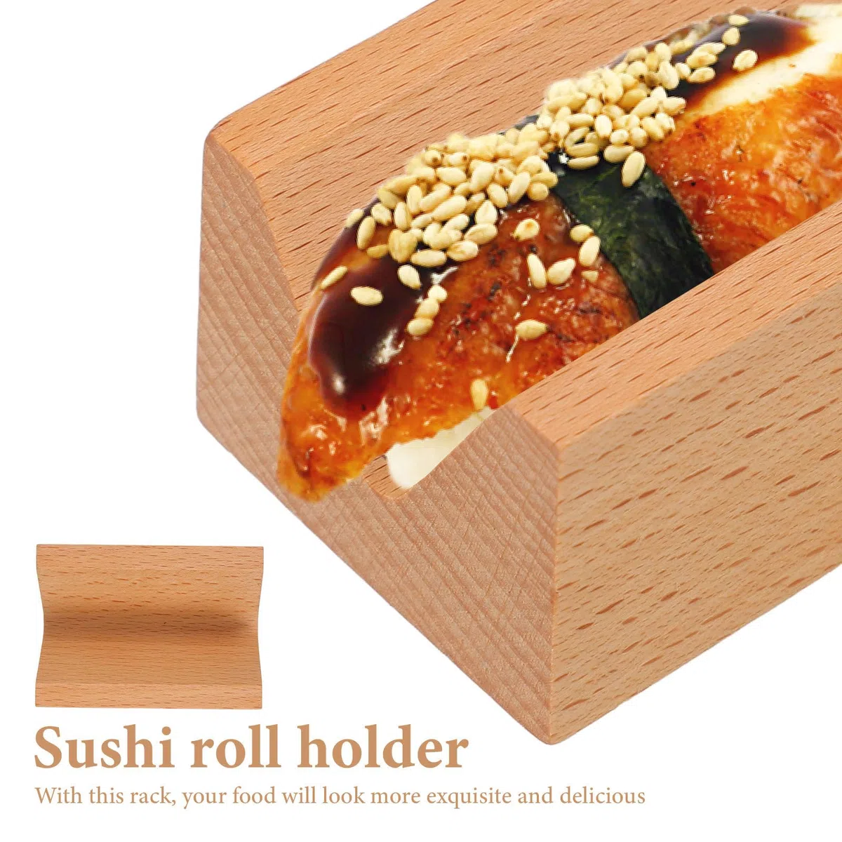 Amosfun Supporto Per Sushi in Legno 2.76X1.97X1.57 Pollici Porta Rotolo Multifunzionale Vassoio Per Sushi Stile Giapponese Per Ristoranti Feste E Uso Domestico Leggero E Facile Da Pulire