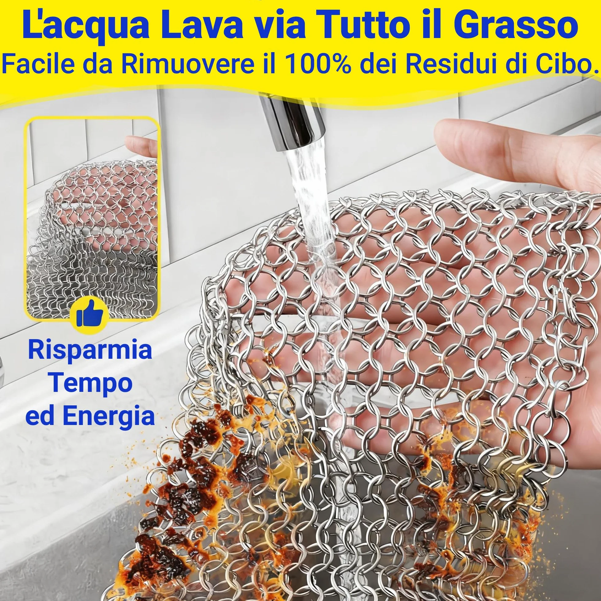 Amagabeli - Pulitore per ferro da giardino, in acciaio inox, 316L, per padelle in ghisa, forni olandesi, padelle in ghisa, griglia, griglia, padella 20,9 x 15,2 cm