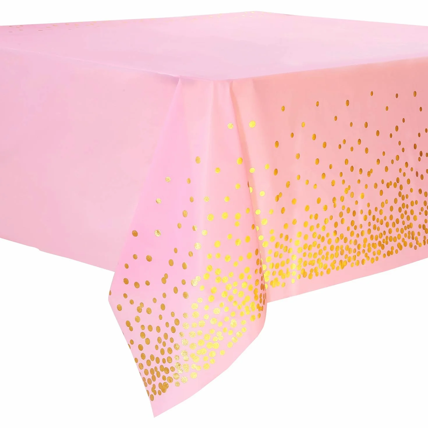 4 Pezzi Tovaglia per Feste Rosa e Oro Usa e Getta per Tavolo Rettangolare Copritavolo con Coriandoli a Pois Dorati per addio al nubilato Compleanno Ragazza Baby Shower, 137 cm x 274 cm