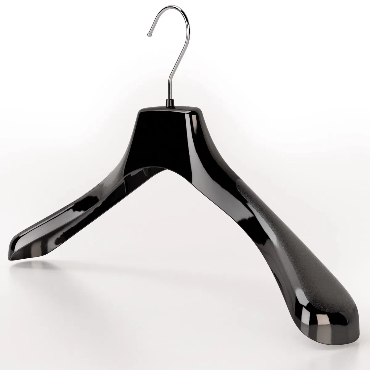 Mainetti Appendini per Capispalla, Cappotti, Abiti Pesanti, Grucce in Plastica, Resistenti, con Finitura Antigraffio, Made in Italy, Set di 10 Pezzi, Nero Lucido con Gancio Zincato, Taglia 42cm