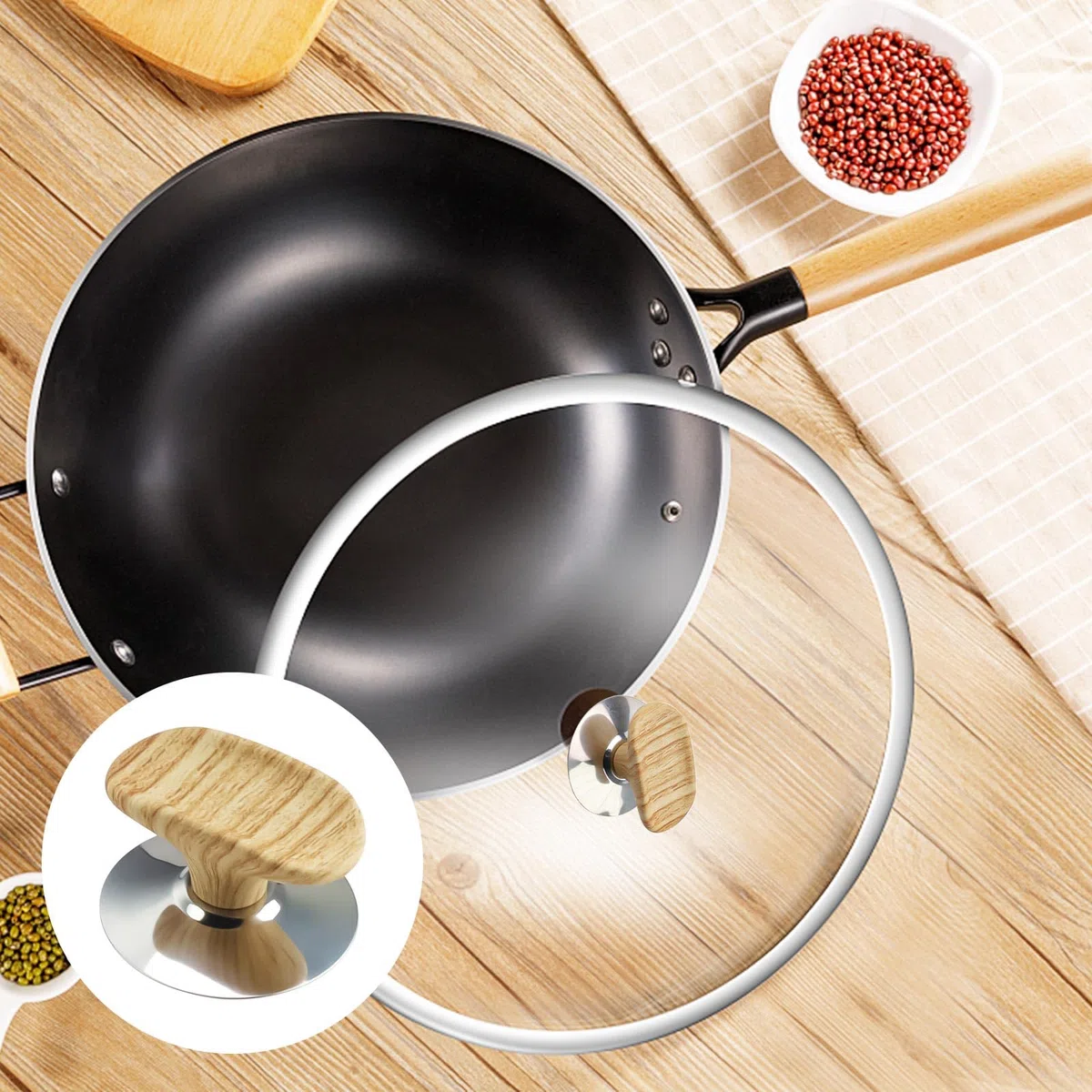 0XBIT Pomelli per Coperchi Pentole, 3 Pezzi Universali in Bachelite per Pentole da Cucina