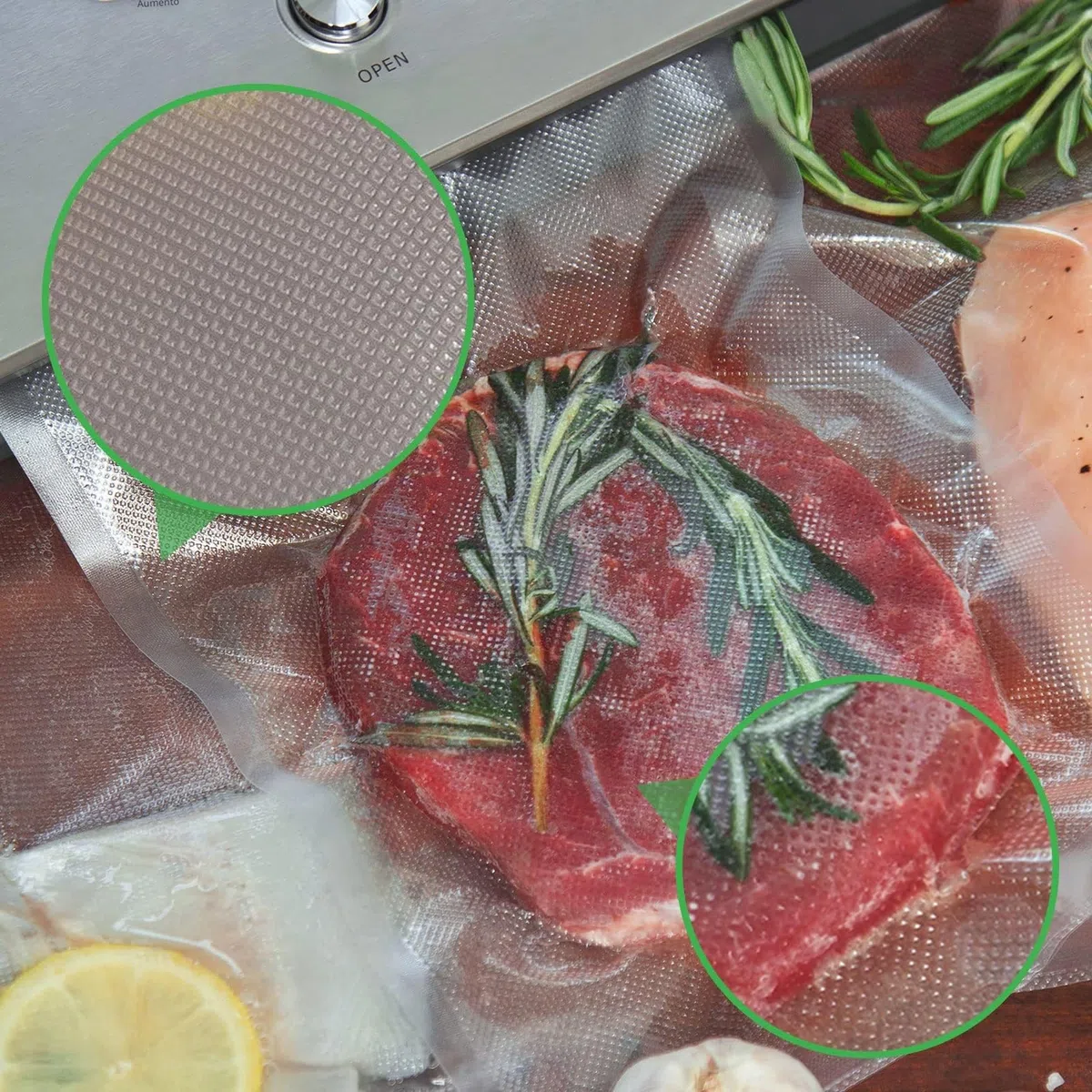 YISH Sacchetti per Sottovuoto Alimenti：28x300cm 5 Rotolo, Buste Sottovuoto Alimenti senza BPA, Rotolo Sottovuoto Alimenti per Macchine Sottovuoto, Sacchetti Sottovuoto Alimenti Goffati
