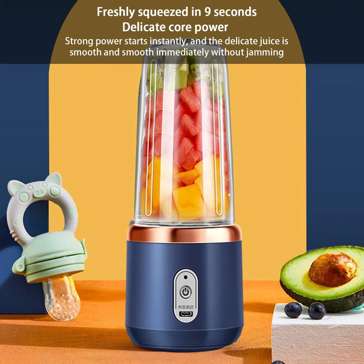 Mini Frullatore Per Smoothies Elettrico, Mixer smoothies Maker Spremiagrumi Portatile 380 Ml, Con 6 Coltelli In Acciaio Inox, Con Bicchiere Di Miscelazione USB Per Frullati E Succhi Di Frutta