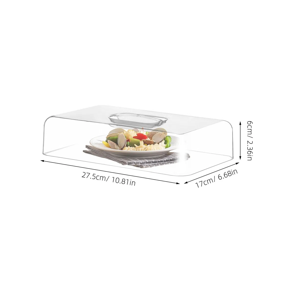 Coperchio Trasparente in Acrilico Rettangolare per Alzata Torte Copertura Alimenti Esterna per Cucina e Ristoranti Campana per Antipasti Pane e Dolci Torta Decorata di Natale