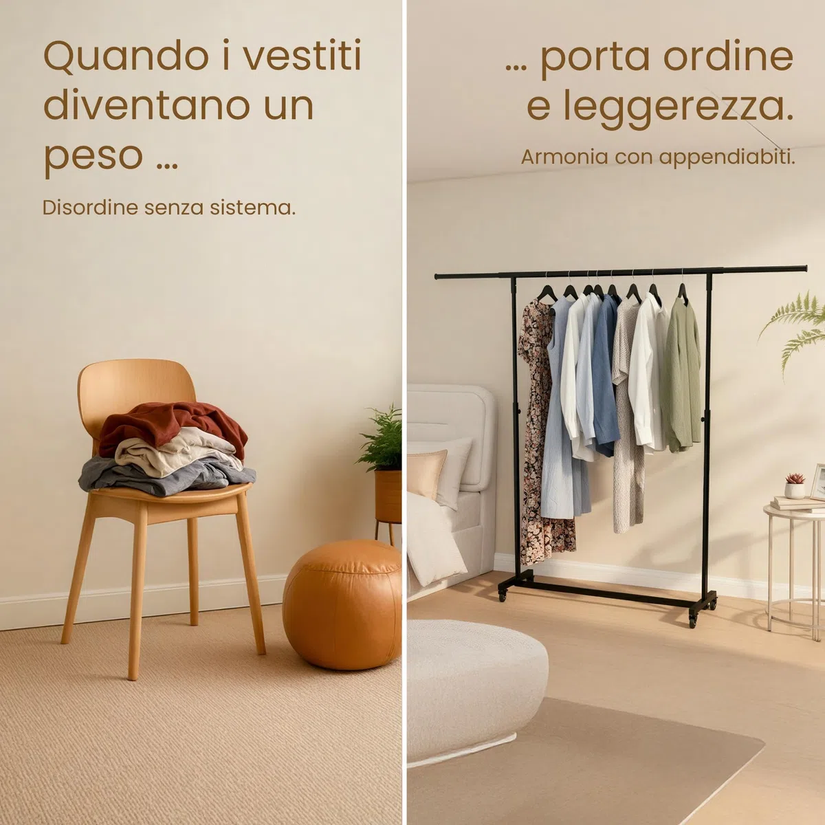 CLP Appendiabiti con Ruote Stabile Soran, Asta Regolabile in Altezza e Pieghevole, Stand Appendiabiti Metallo Nero Dimensione 150x50x188 cm