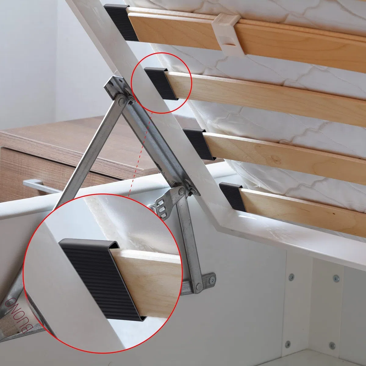 Queekay 16 Parti Ricambio per Letto Piattaforma di Sostituzione delle Doghe Parti Struttura in Plastica Kit Lamelle per Tappi Letto Matrimoniale, 65 mm/ 2,56 Pollici