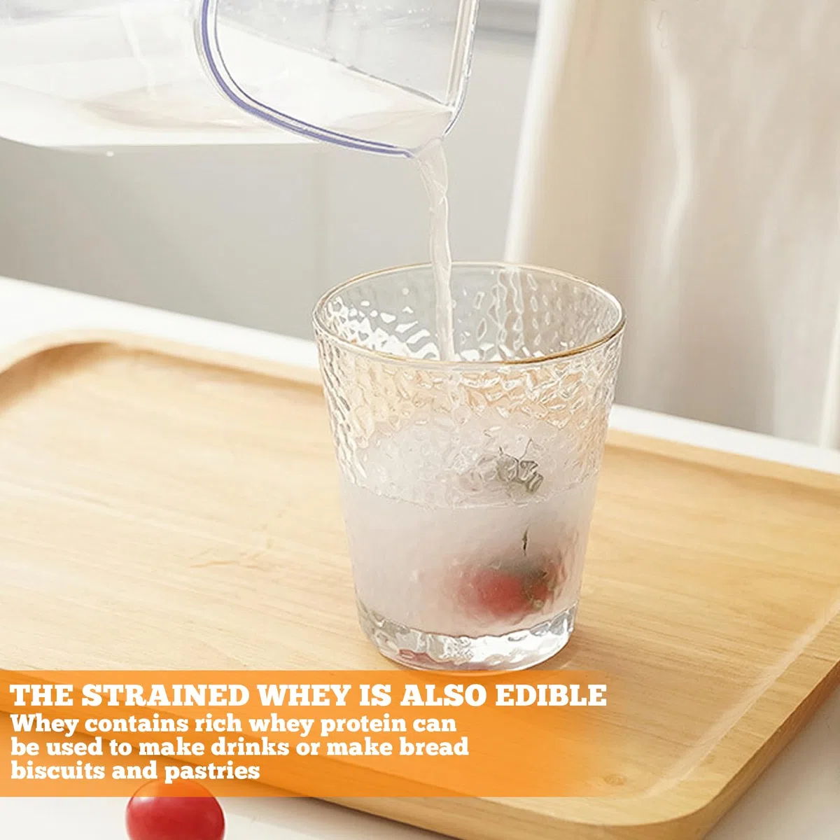 Colino per yogurt greco con coperchio: separatore per siero di latte, yogurt con filtro a rete, filtro per yogurt riutilizzabile per filtrare succo, latte, filtro fine con design timer