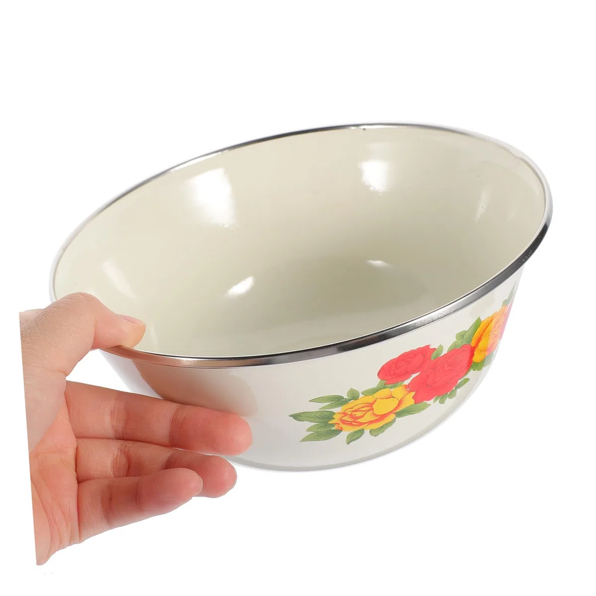 Set 3 Ciotole Smaltate Profonde con Coperchio Trasparente in Silicone, per Zuppe e Insalate, Perfette per Uso Domestico e Ristorante