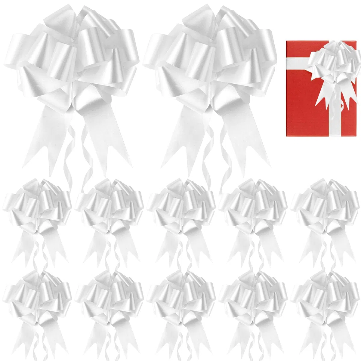 100 Pezzi Coccarde Bianche Matrimonio, 3cm Coccarde Fiocco per Fiocchi Matrimonio, Fiocchi Auto Matrimonio, Grande Archi da Regalo per Matrimonio, Comunione, Battesimo, Anniversari
