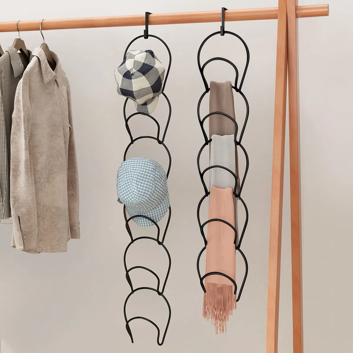 12 pezzi Appendiabiti Rack Organizzatore Armadio Appeso Cappello Baseball Display Storage Rack per sciarpe, borse, asciugamani, cravatte Sopra la porta, montato a parete con ganci