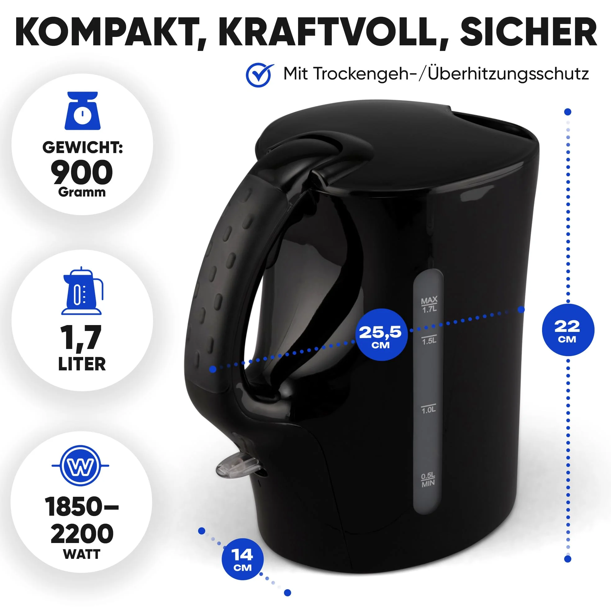 Bollitore 1,7 L 2200 W Nero Bomann WK6079CB-Nero
