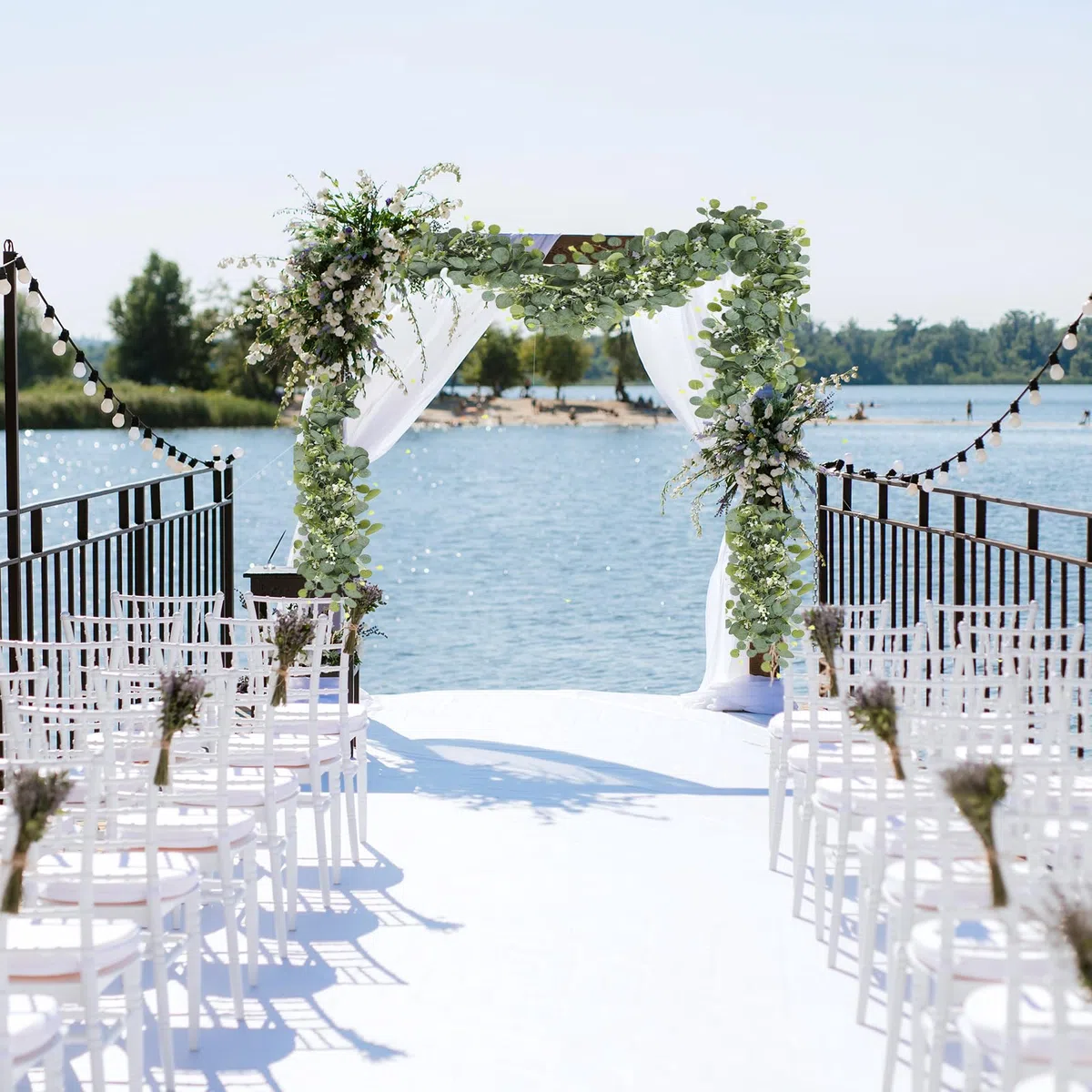 2 Pezzi Ghirlanda Fiori Finti, Ghirlande Artificiali di Eucalipto, Adatto per Decorare Giardini Esterni, Scene di Matrimoni, Tavoli da Pranzo, Grandi Feste, 3.6m