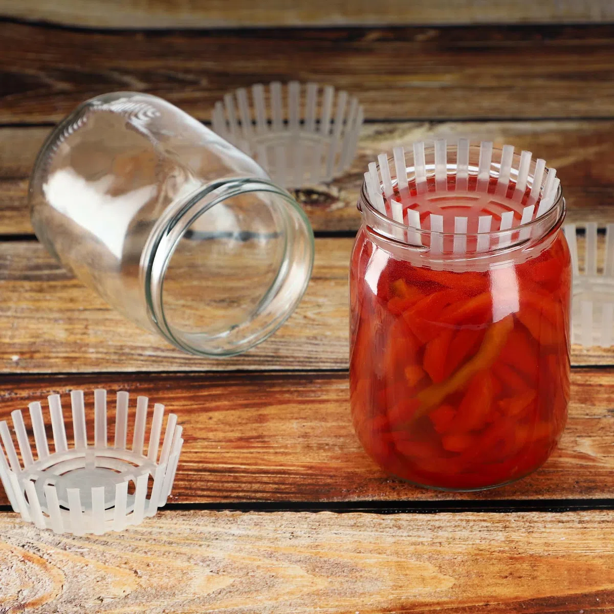 KADAX Pesi di Fermentazione – Set da 12 | Accessorio fi 82 mm con Rete per Barattoli TO82 | Inserto Plastica per Crauti, Kimchi & Cetriolini | senza BPA