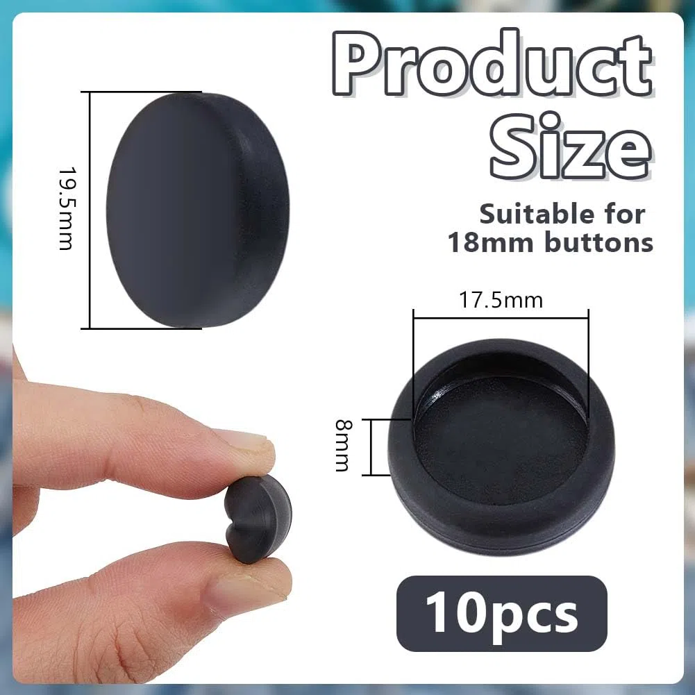 OLYCRAFT 10pz Copribottoni Neri per Jeans Adatto per Bottoni Da 18mm Copri Gemelli In TPU Copribottoni per Camicia Copri Fori per Camicia per Bottoni di Jeans per Camicie Gemelli per Jean