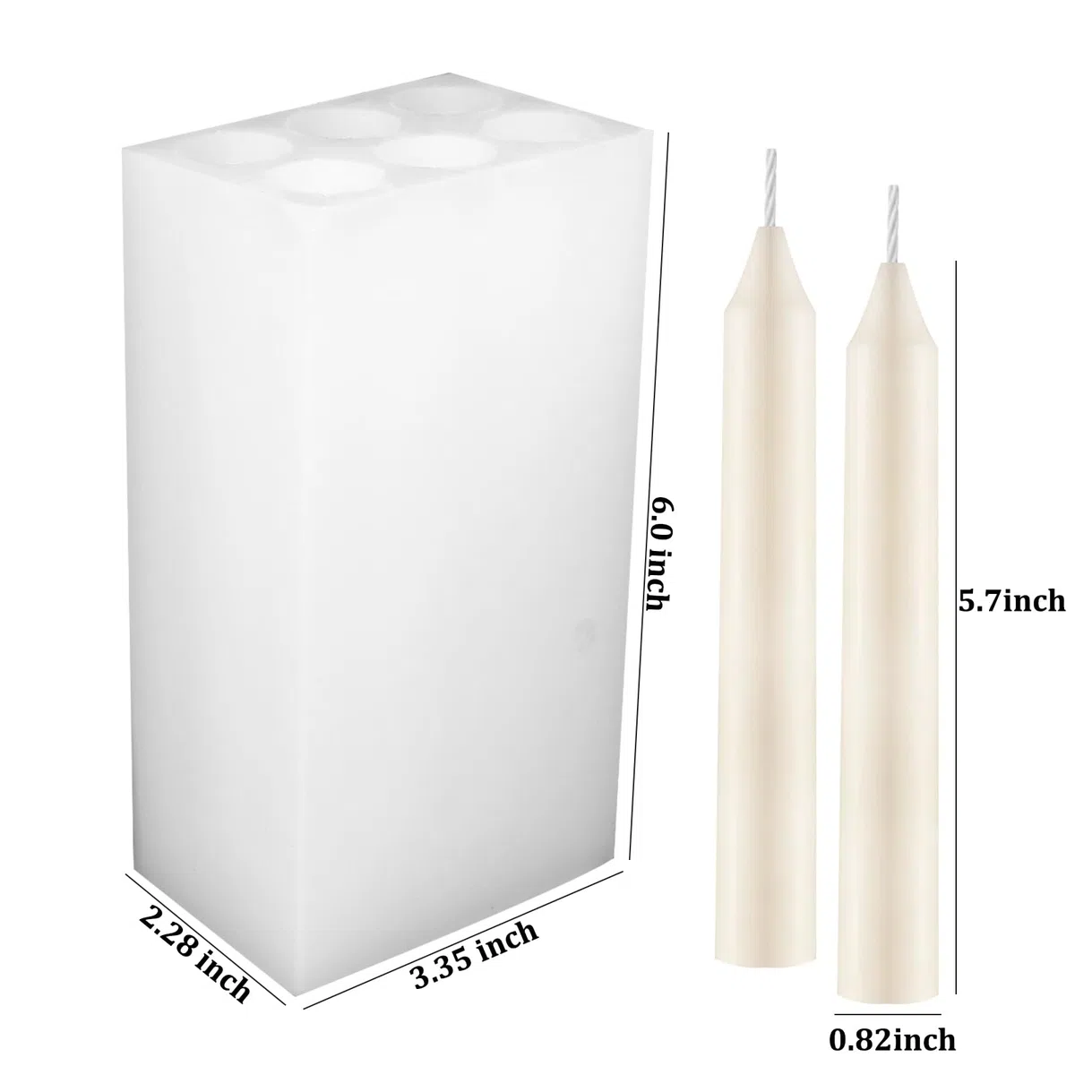 Stampi in silicone a cilindro lungo a 6 fori, stampo per fare candele a pilastro, stampo a cilindro lungo per candele di cera, fabbricazione artigianale fatta a mano