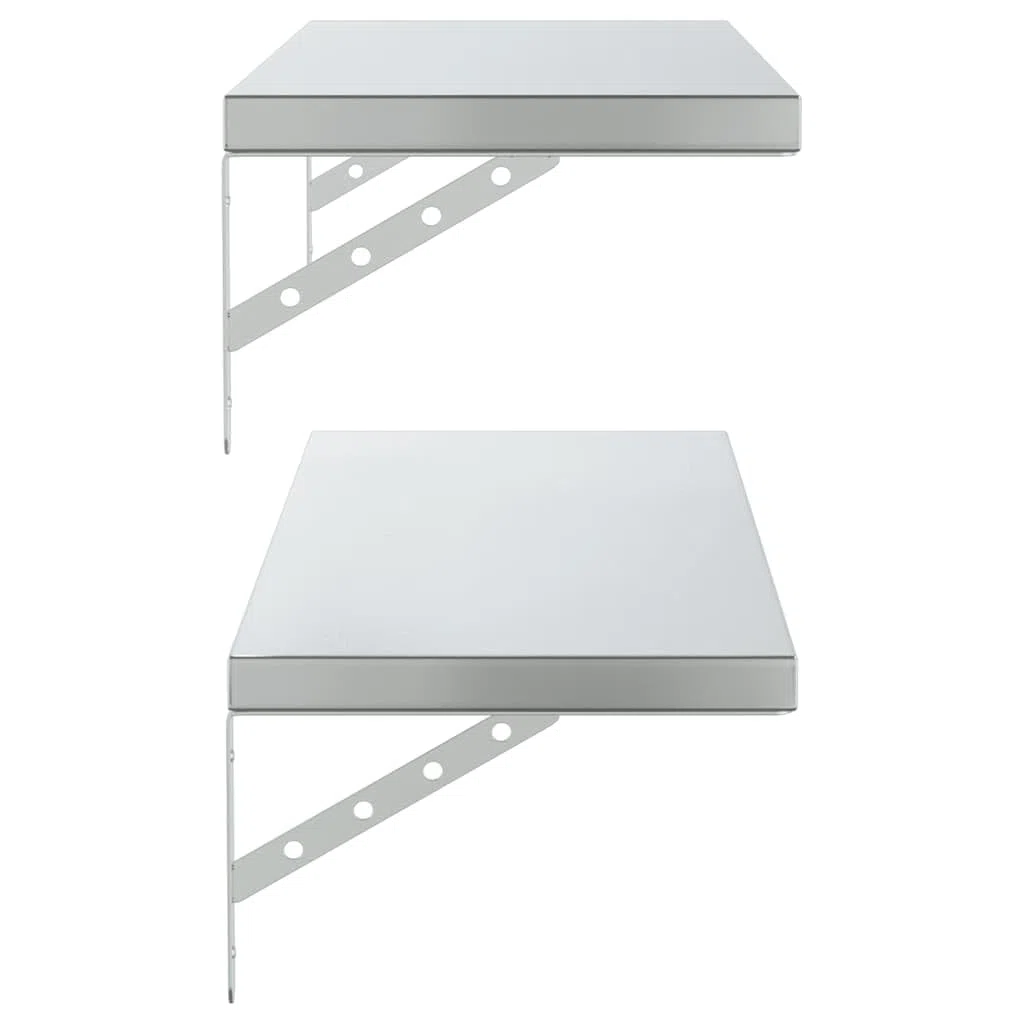 vidaXL Mensole a Muro 2 pz 100x30 cm Argento in Acciaio Inossidabile, mensola sospesa, mensola sospesa a Muro, scaffale espositivo a Muro