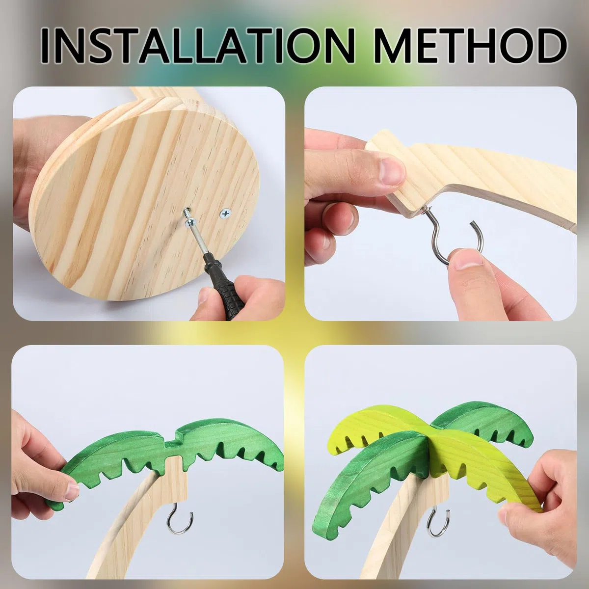 Supporto per Banana con Gancio in Acciaio Inossidabile Resistente, Supporto per Banane in Legno per Mantenere Fresche le Banane, Portabanane Legno, per Conservare la Frutta a Casa