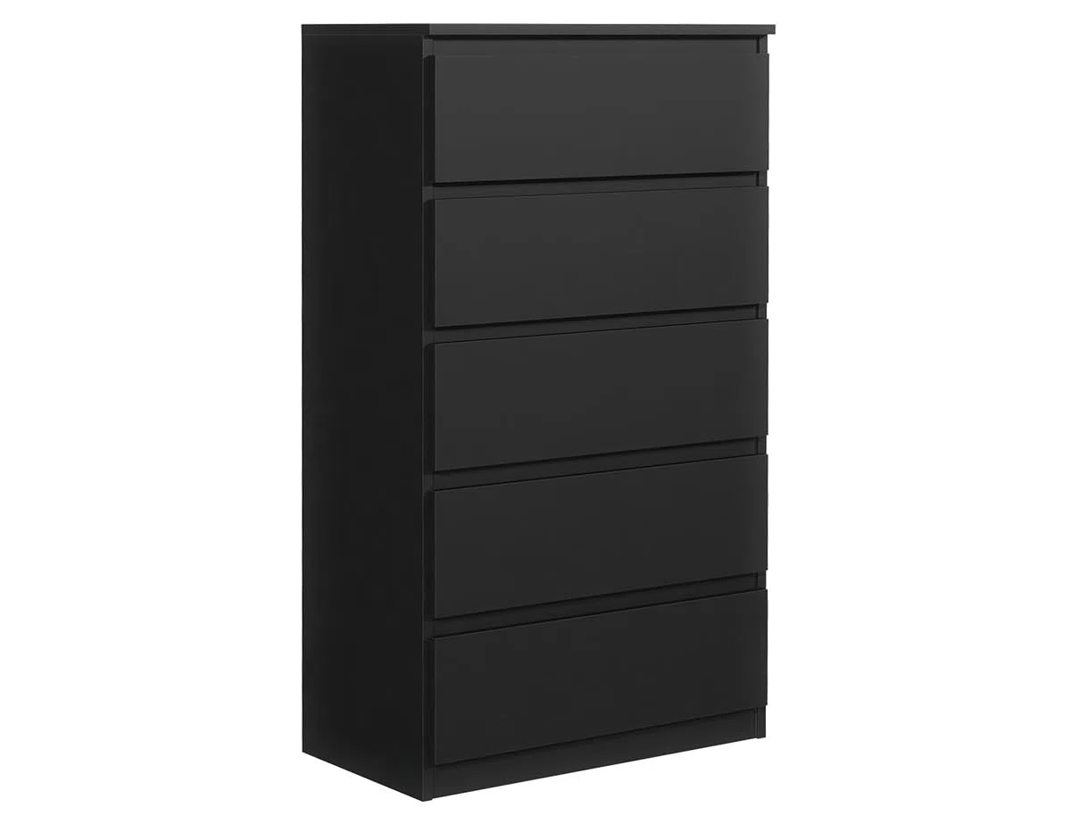 Cassettiera con 5 Cassetti - Settimino 39x70x125 cm - Cassettiera Salvaspazio per la Camera da Letto e Soggiorno - Armadio con Cassetti dal Design Moderno - Nero