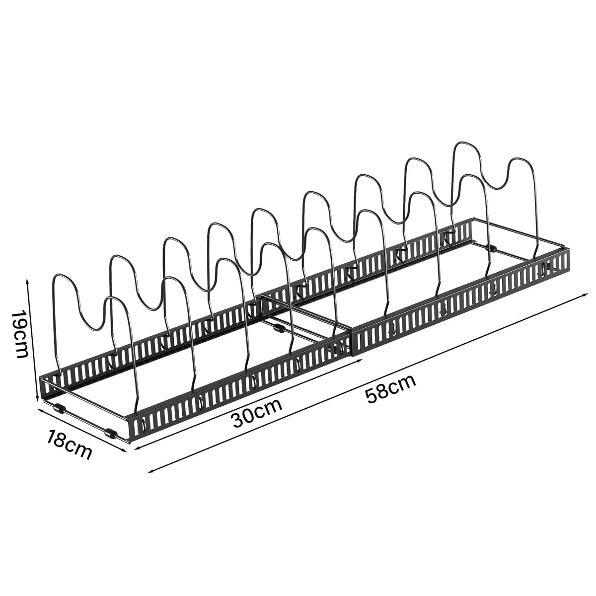 Zanfqvo Porta Coperchi Pentole, Organizer Padelle con 10 Scomparti Regolabili, Porta Padelle Salvaspazio, Portacoperchi Allungabile, Contenitore da Cucina per padelle, coperchi e Piatti