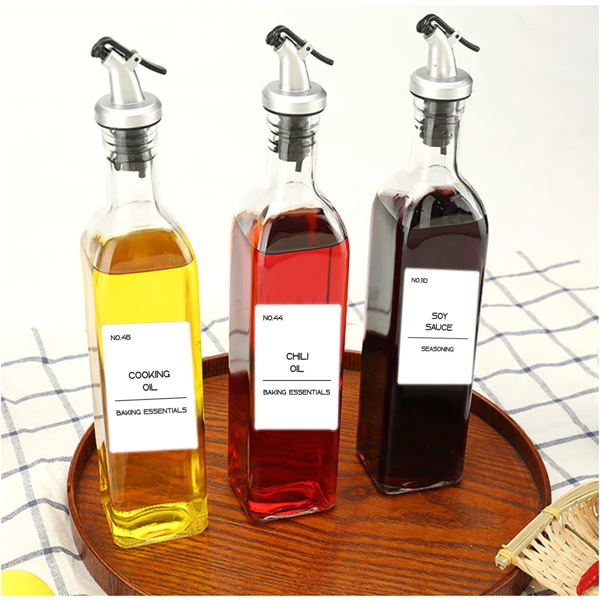 165PCS etichette adesive impermeabili per spezie, etichette minimaliste per barattoli di spezie testo nero prestampato su etichetta bianca adatta per barattoli di spezie rotondi o rettangolari