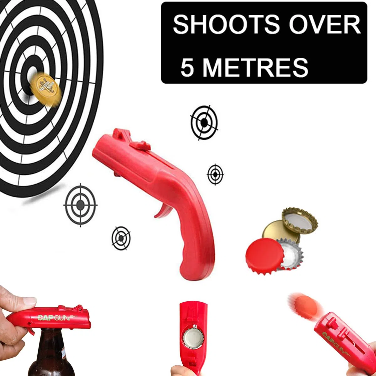 Apribottiglie Pistola Tappo Pistola Bottiglie Aperte Carino Divertente Apribottiglie per Party Patio, Spara Tappi Oltre 5 Metri 4 Pezzi