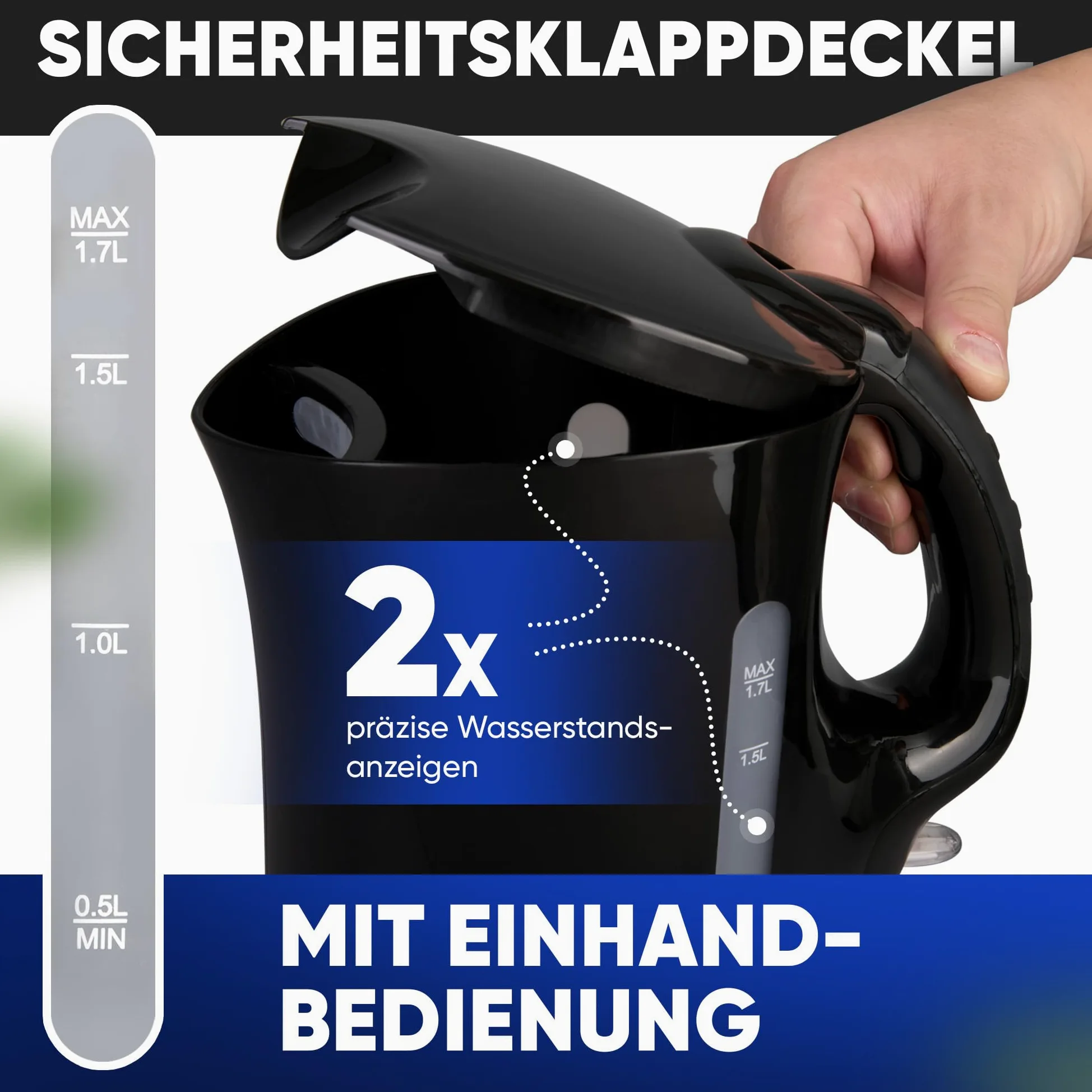 Bollitore 1,7 L 2200 W Nero Bomann WK6079CB-Nero