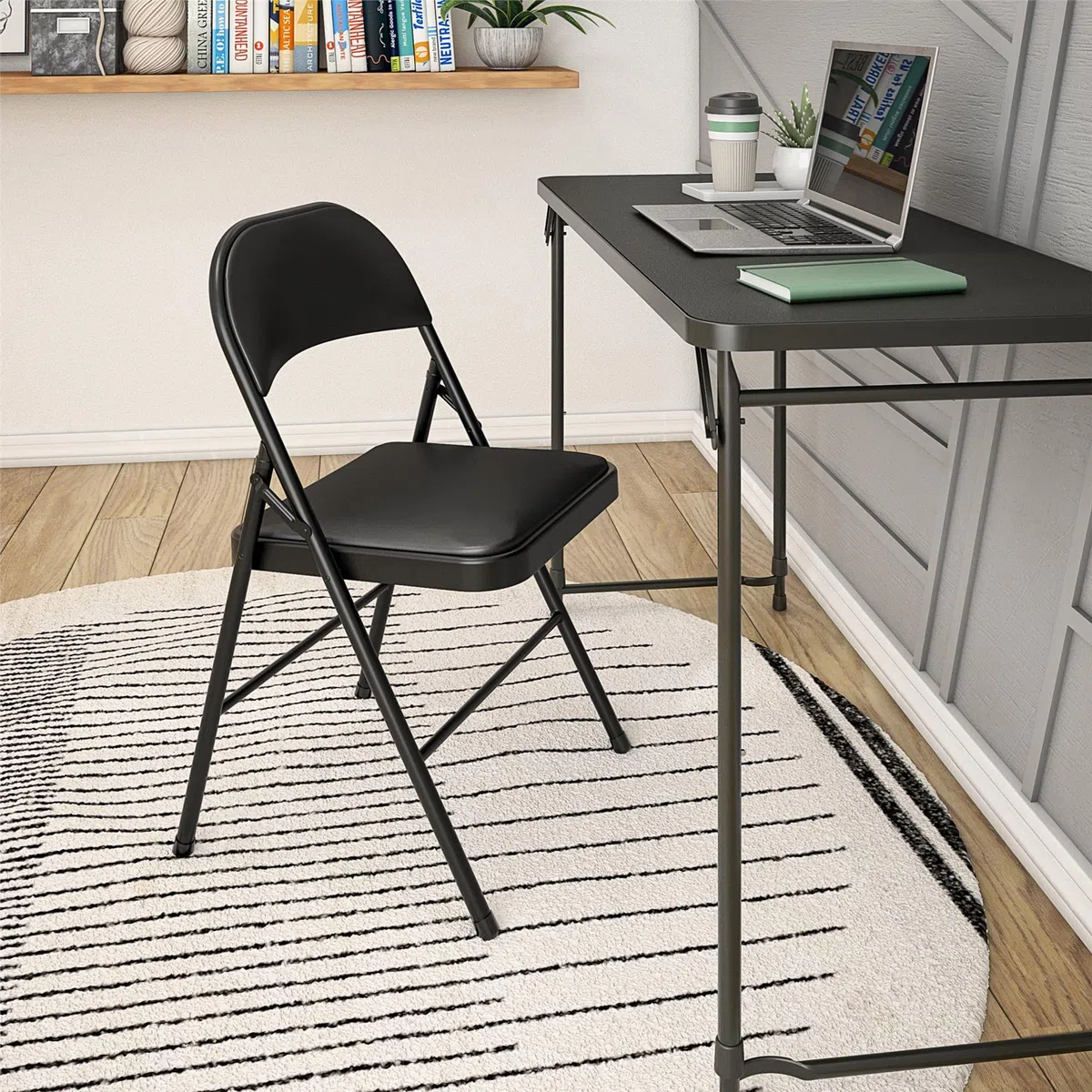 Cosco Premium Sedia Pieghevole in Metallo Imbottita in Vinile 4 Pz Nero
