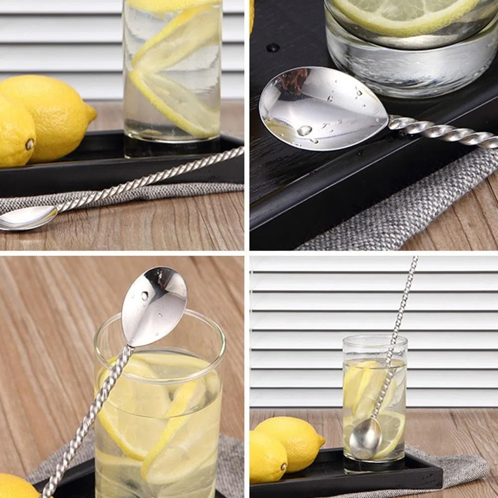2 cucchiai in acciaio inox per mescolare cocktail, cocktail, bar, gelati, caffè, frappè (40 cm)