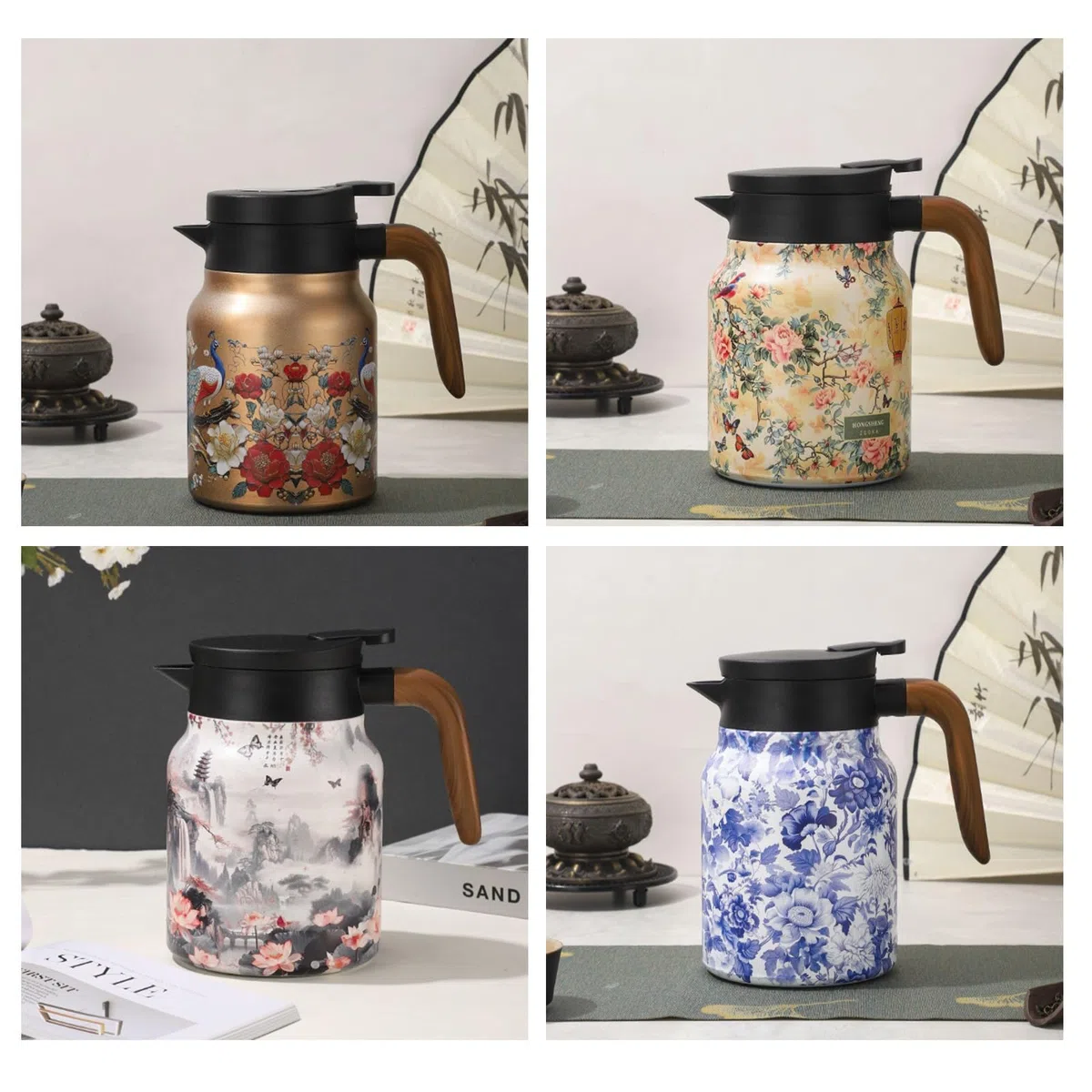 Teiera vintage con infusore, thermos con filtro da tè, thermos in acciaio inox con coperchio, per bevande calde