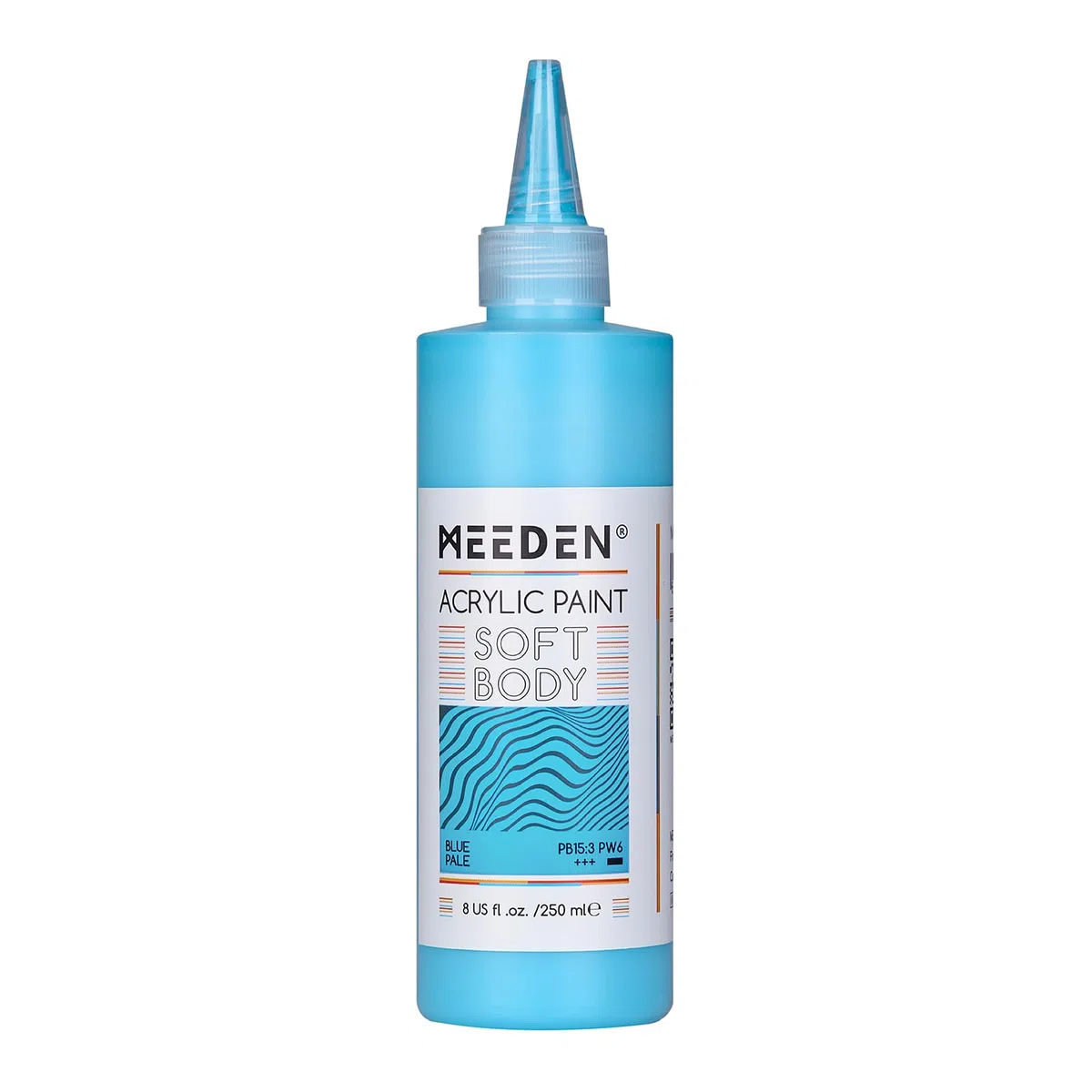 MEEDEN Colore Acrilico Soft Body: Blu Chiaro 250 ml Colori Acrilici in Confezione Economica in Bottiglia Ergonomica - Pittura per Fluid Art per Artisti Dipinti su Tela