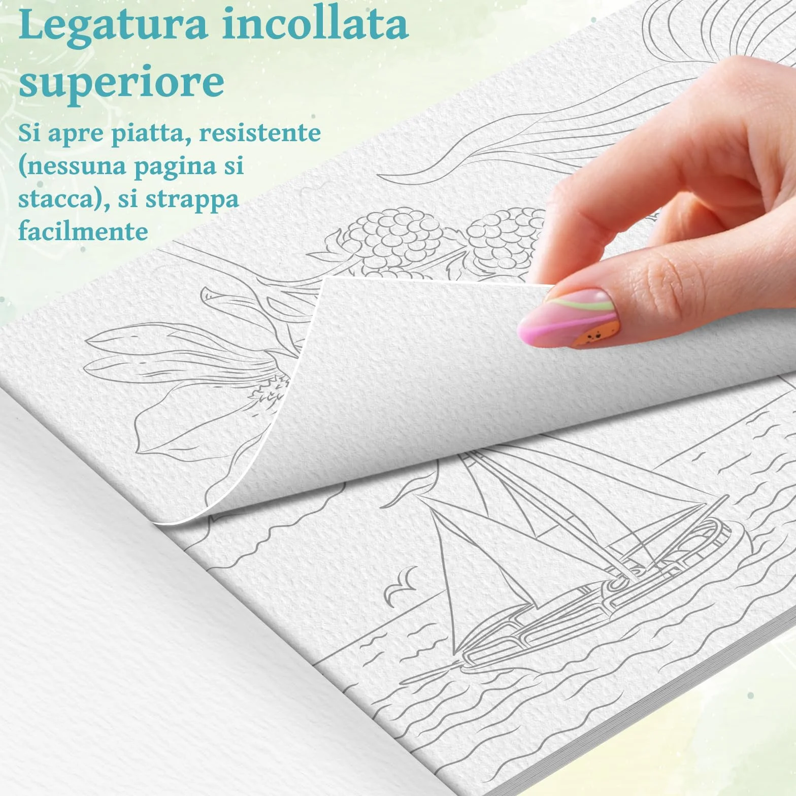 Elfew 2 Libri da Colorare ad Acquerello per Adulti A5, 30 Disegni Unici