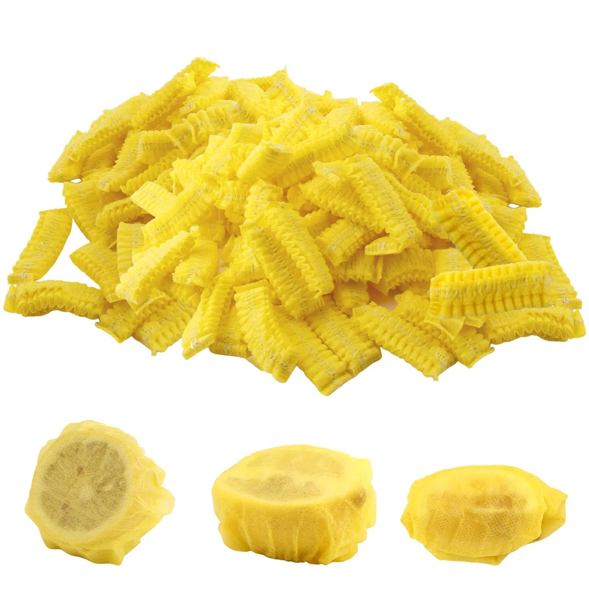 BOXOB 200 pz Coperture per Limoni per Spremere, Sacchetti per Spicchi di Limone Pellicole Elastiche Rete per Succo di Limone Panni per Spremitura, Ideali per Spremere Limoni o Lime Freschi (Giallo)