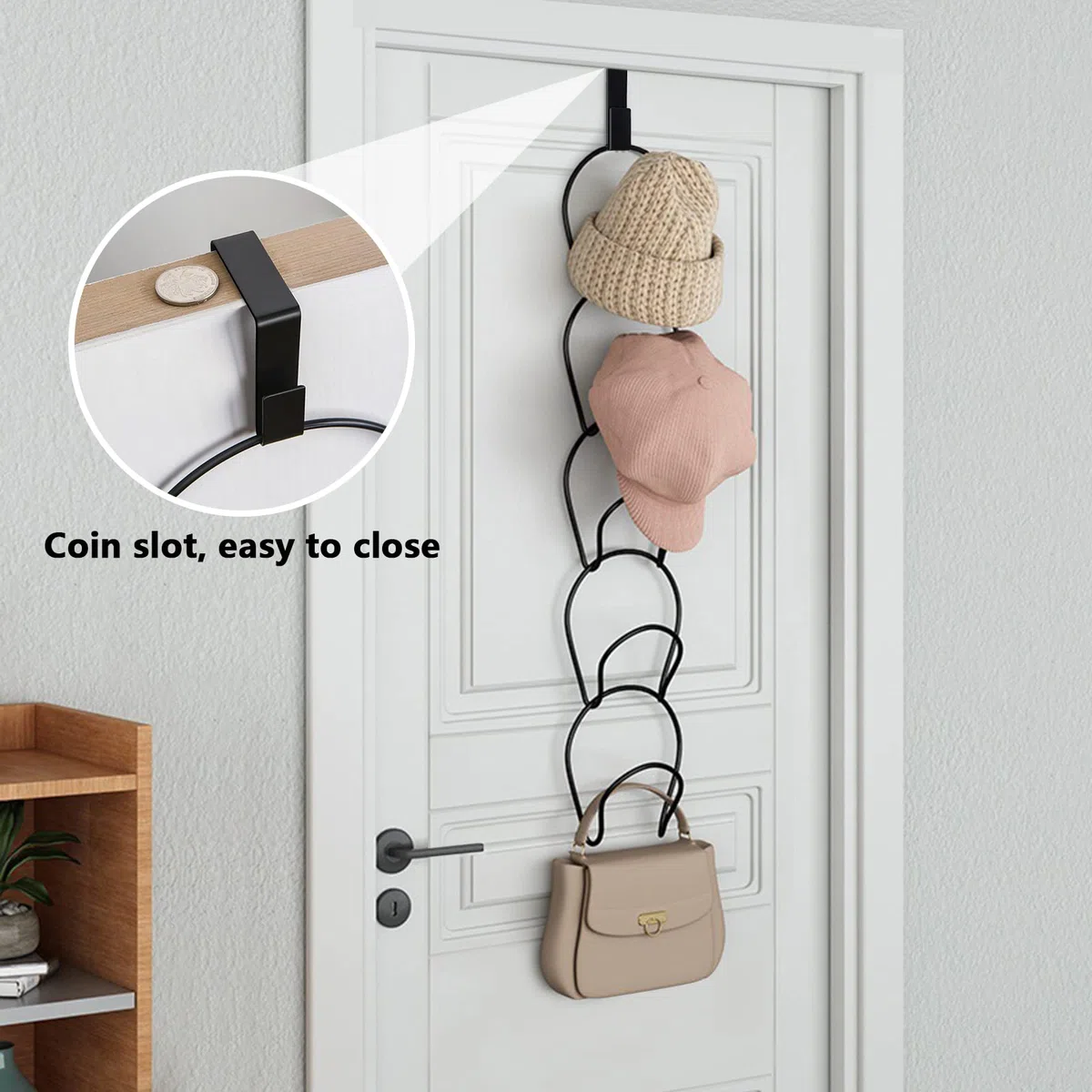 12 pezzi Appendiabiti Rack Organizzatore Armadio Appeso Cappello Baseball Display Storage Rack per sciarpe, borse, asciugamani, cravatte Sopra la porta, montato a parete con ganci