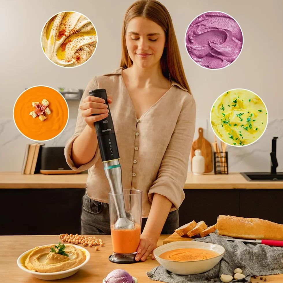 Cecotec Frullatore a immersione Katana 15 TotalDestroy Smash B. 1500W, Totale distruzione, Perreomove, 21 velocità, funzione turbo, campana antisalpaduras, 8 fogli di titanio, 800 ml