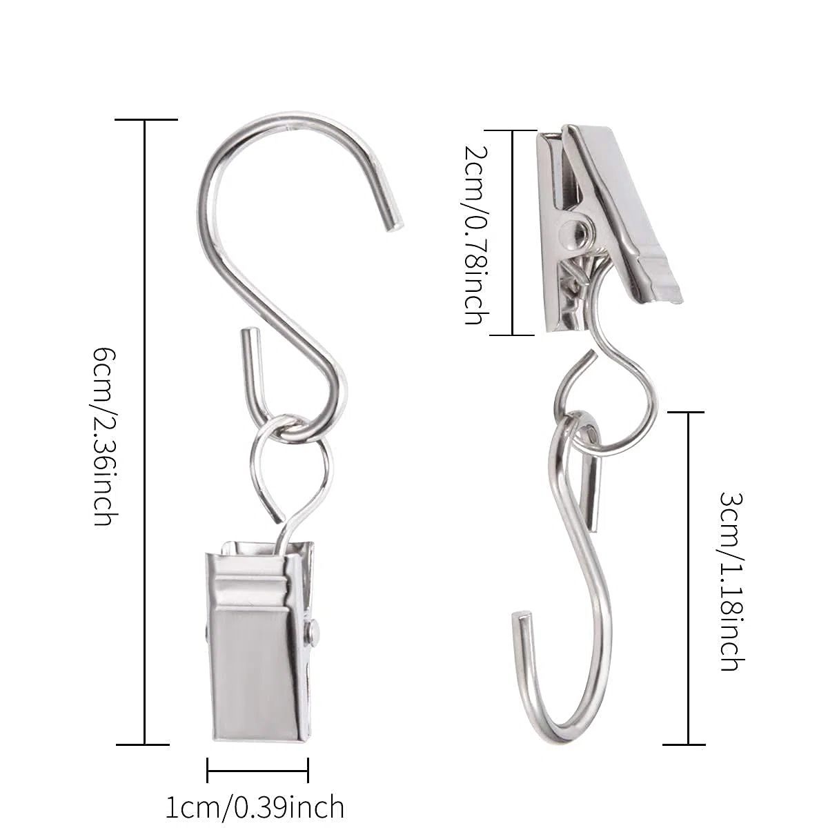 40 Pezzi Clip per Tenda con Ganci,Ganci Appendiabitiv in Metallo, Mollette Metalliche con Ganci,Clip per Foto con Scatola (Argento)
