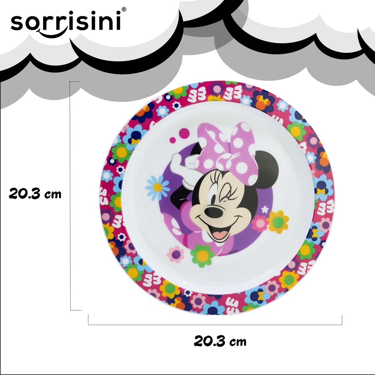Set di Stoviglie Riutilizzabile, Set Piatti 3 Pezzi, Set Stoviglie con Piatto, Posate in Acciaio Inox, Piatti in Plastica Adatti per Microonde, Minnie