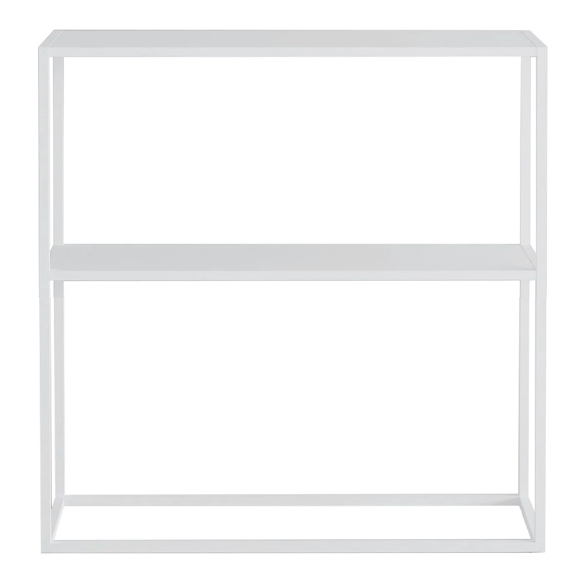 [en.casa] Tavolo a Consolle con 2 Piani Mobile Stretto da Ingresso Consolle in Acciaio Scaffale da Terra Espositore 80 x 80 x 26 cm - Bianco opaco