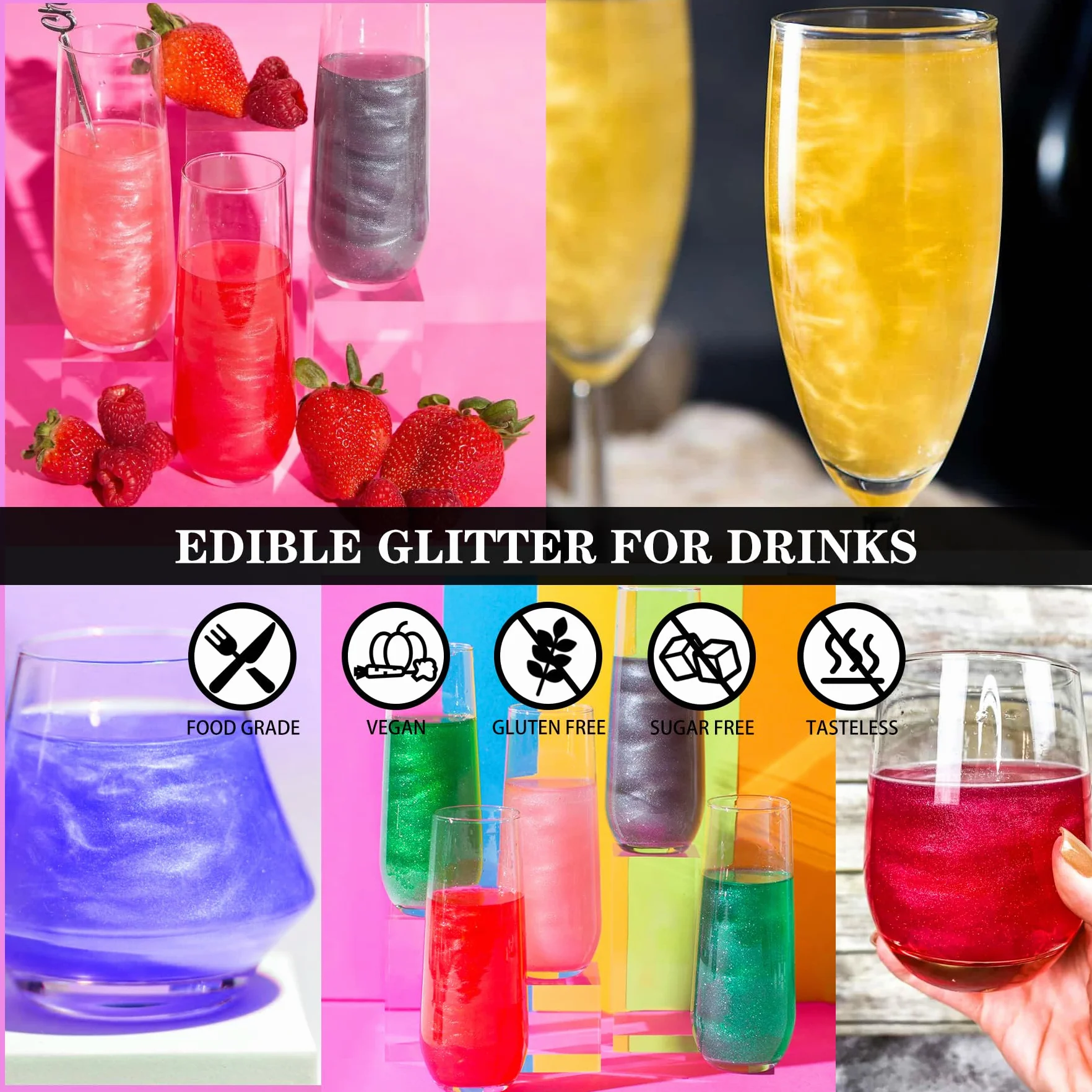 Glitter commestibile – 30 g / 1 oz Polvere brillante commestibile per bevande frizzanti, alimenti, vino, torte, polvere brillante per uso alimentare, per cottura, bevande, biscotti decorazione (rubino