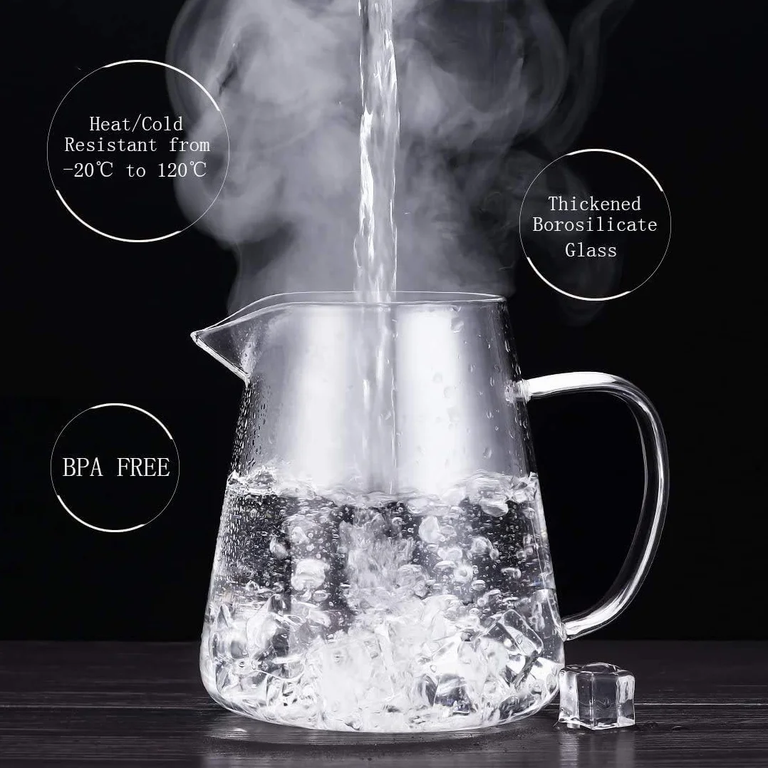 Teiera creativa in vetro, con filtro in acciaio inox resistente al calore, perfetta per tè e caffè (750 ml)