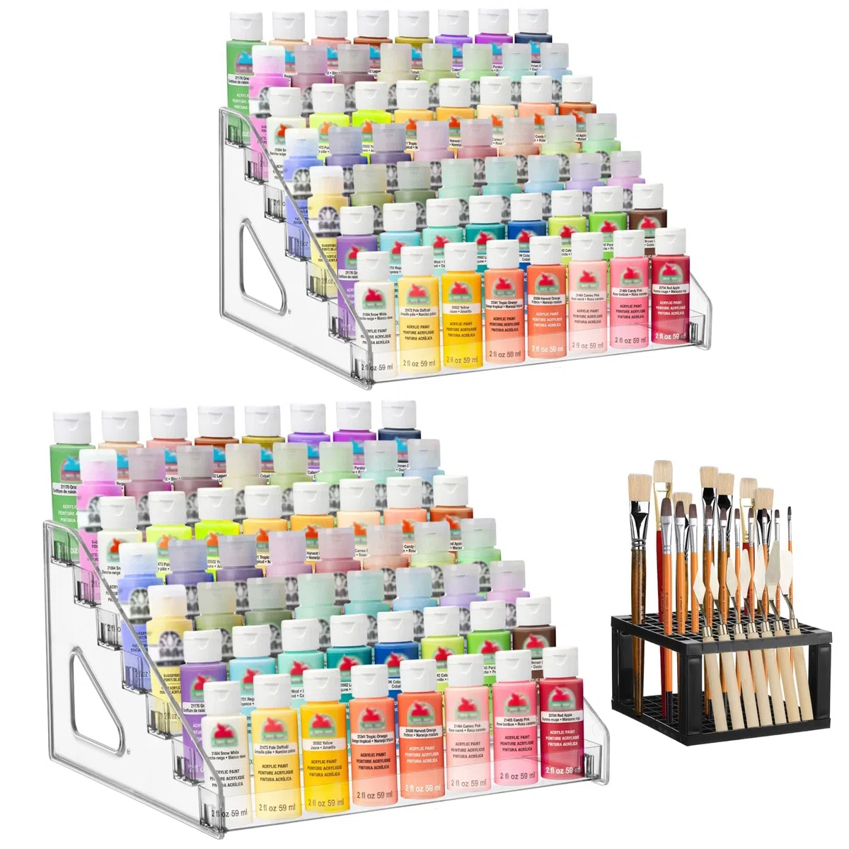 YEXEXINM Organizzatore e portapennelli per pittura acrilica a 7 livelli, supporto per pittura acrilica da tavolo, portaoggetti per dipinti acrilici, archiviazione per dipinti fai da te, modello