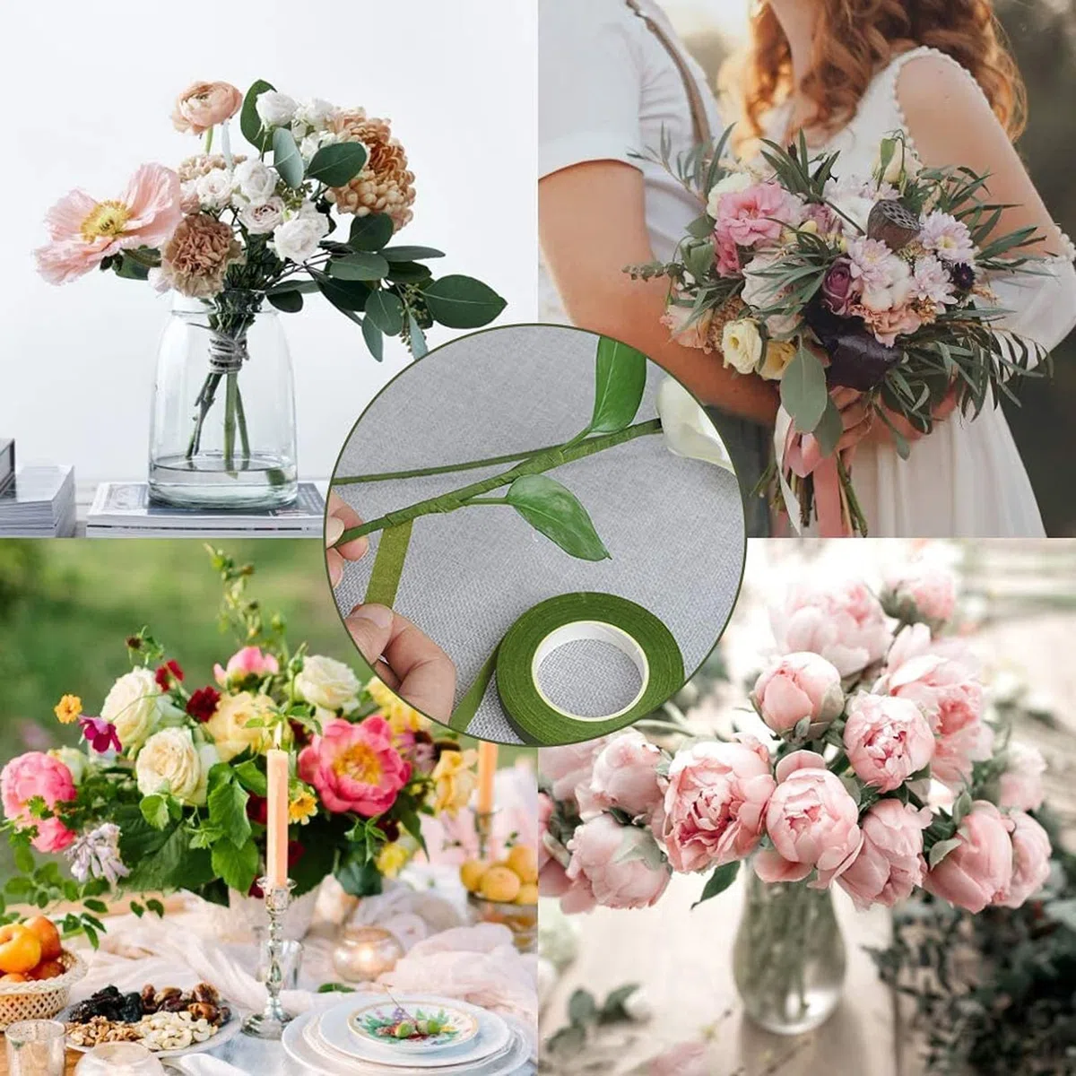 Kit di strumenti per composizioni floreali, set da 6 rotoli di fusto e 220 pezzi di filo floreale (18/22/26 gauge) per bouquet di fiori, imballaggio e fai da te