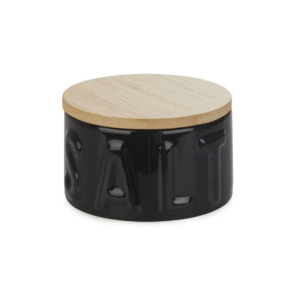 Balvi Barattolo per Sale in Scaglie Salt Colore Nero Portasale con Coperchio per Cucina Ceramica/BAMB