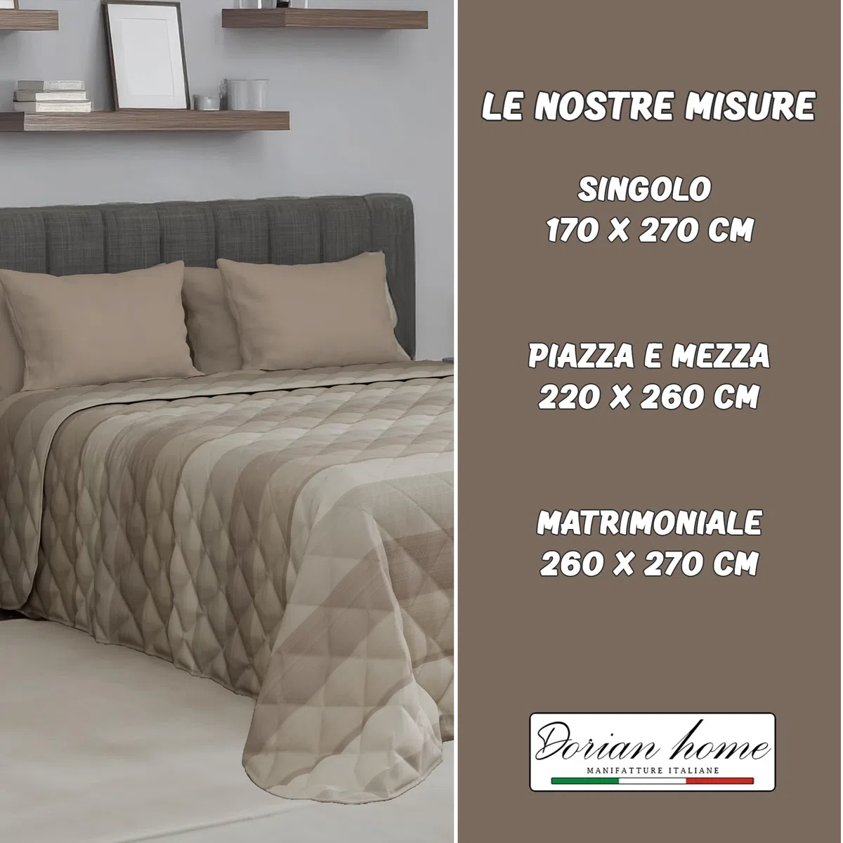 Dorian Home - Trapuntino Leggero Matrimoniale 260x270 100% Puro Cotone Morbido Certificato Traspirante, Copriletto Estivo e Autunnale Trapuntato Ideale 4 Stagioni, Trapunta Primaverile Mezza Stagione