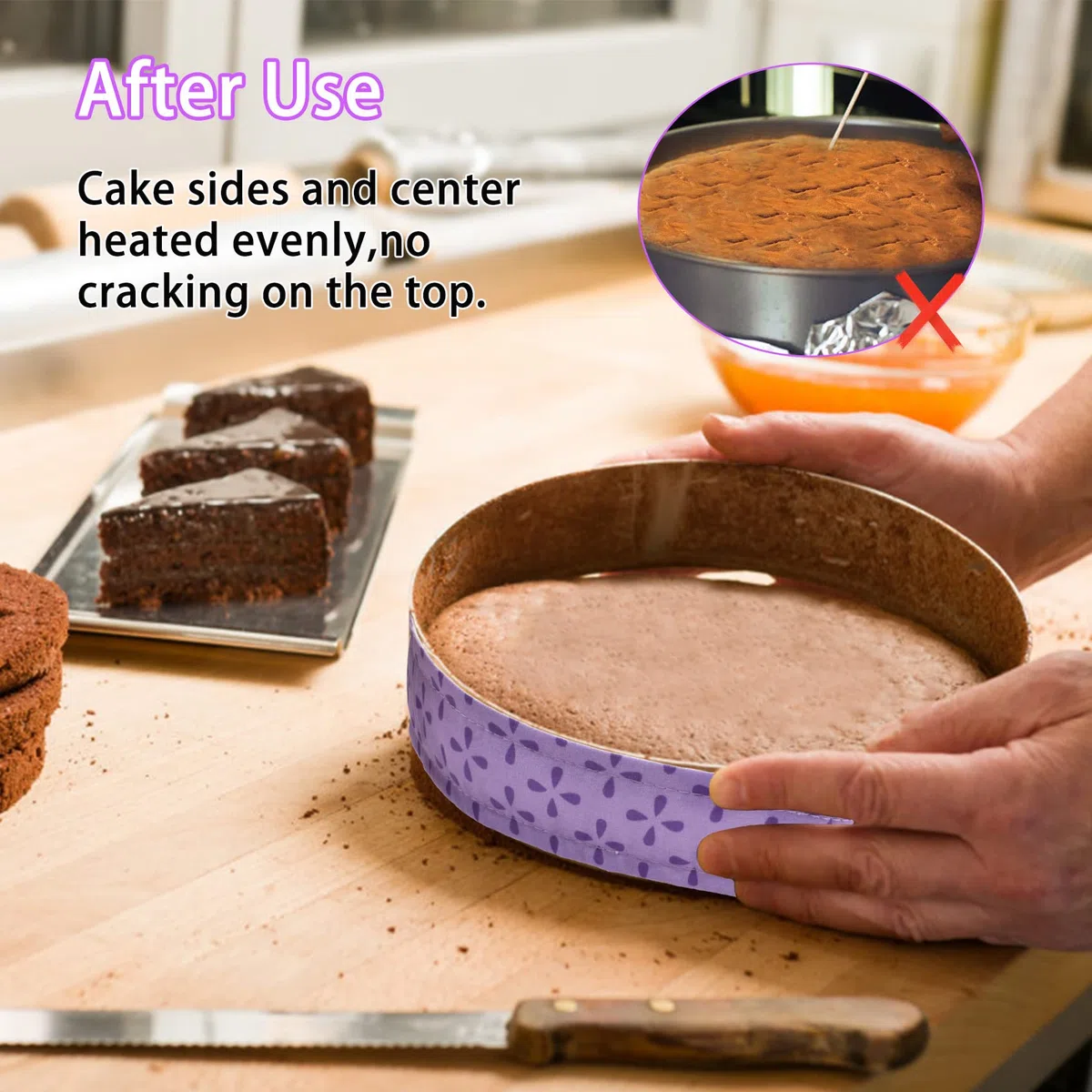 Strisce per Torte, 3 Pezzi Strisce di Torta, Strisce per Tortiera Cuocere Teglia Regolabile, Bake Even Strip Super Assorbente, Strisce Uniformi Cottura Cuocere Strisce Protettive per Cucinare