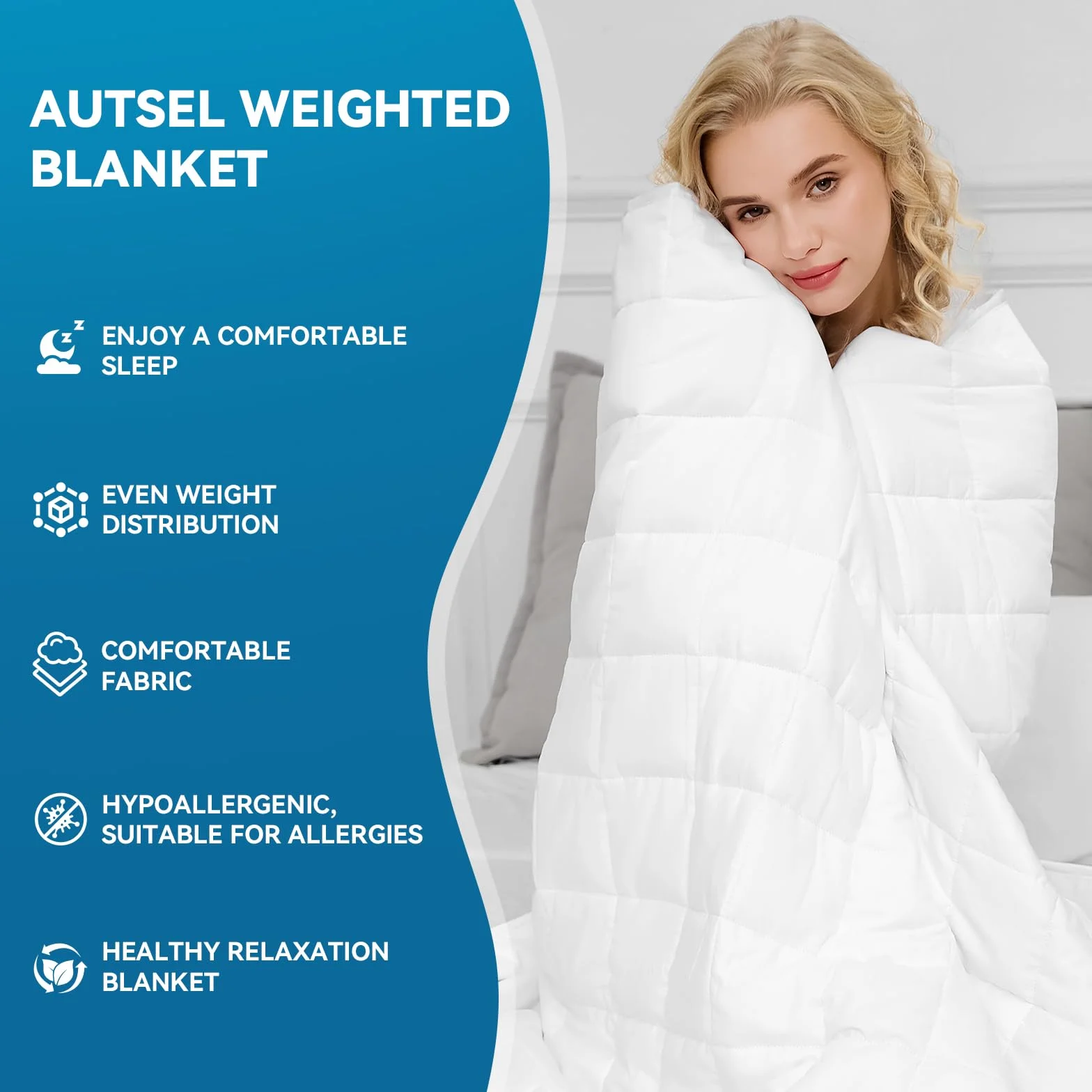 Coperta Ponderata 155x220cm 9kg - Weighted Blanket Coperta Pesante Antistress - Coperta Ponderata Matrimoniale per un Aonno Profondo
