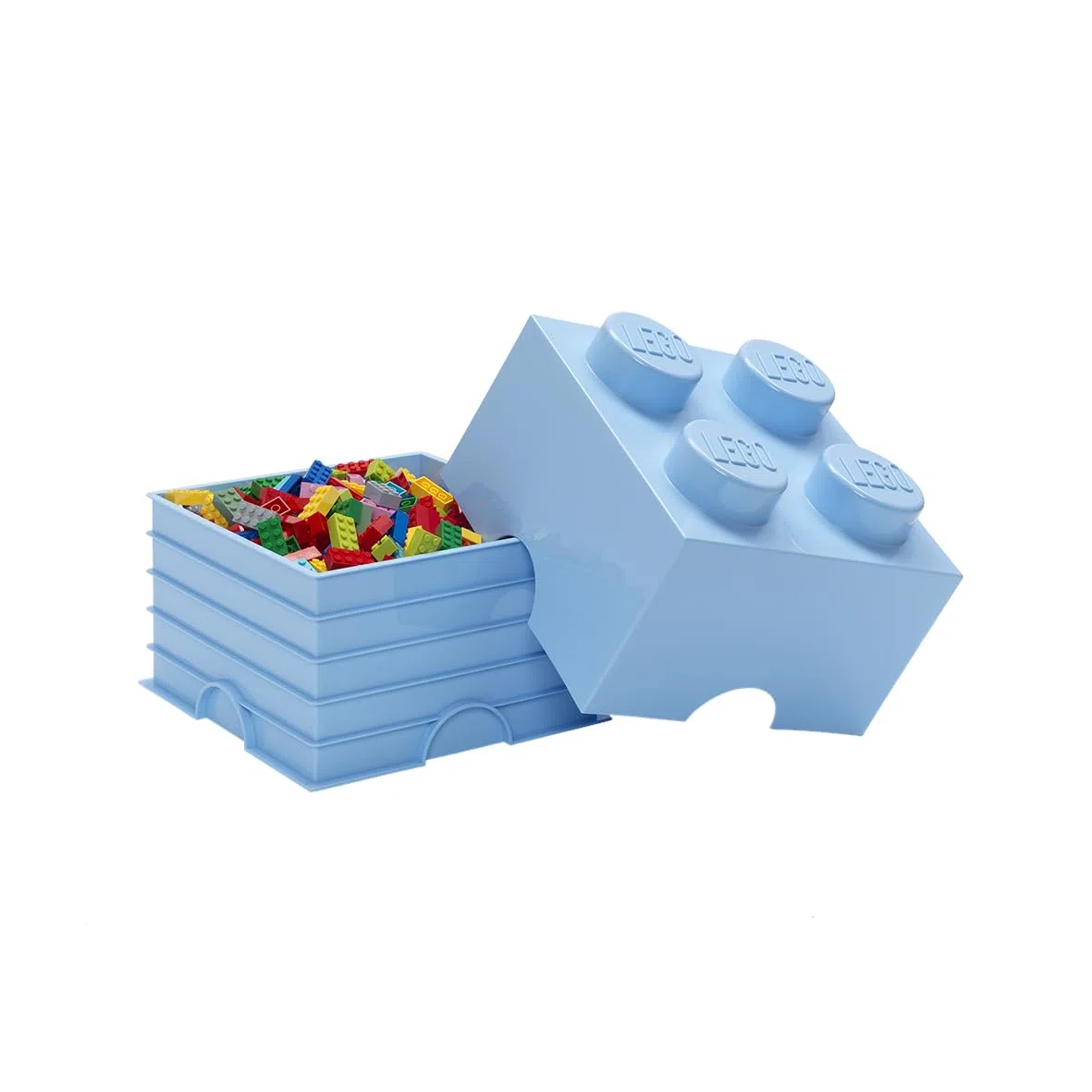 LEGO Storage Brick 4 Knobs blu reale chiaro - Scatola Portaoggetti Impilabile 5,6 l – Contenitore in Plastica con Coperchio, Organizer per Scrivania e Giocattoli