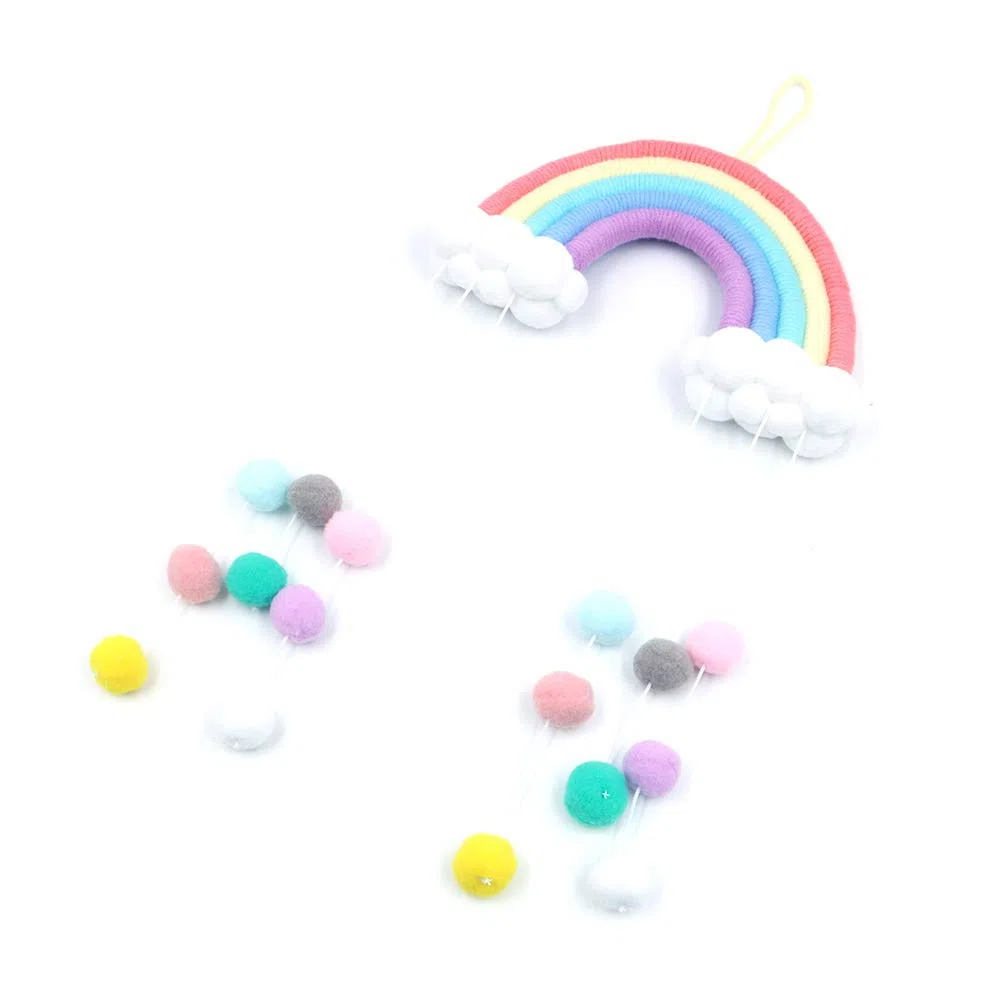 Arcobaleno Decorazione da Parete macramè Appeso, Tessuto macramè Decorativo per Camera, Carino Decorazione da Parete Adatto per Ornamenti Festival Regali (Blu)