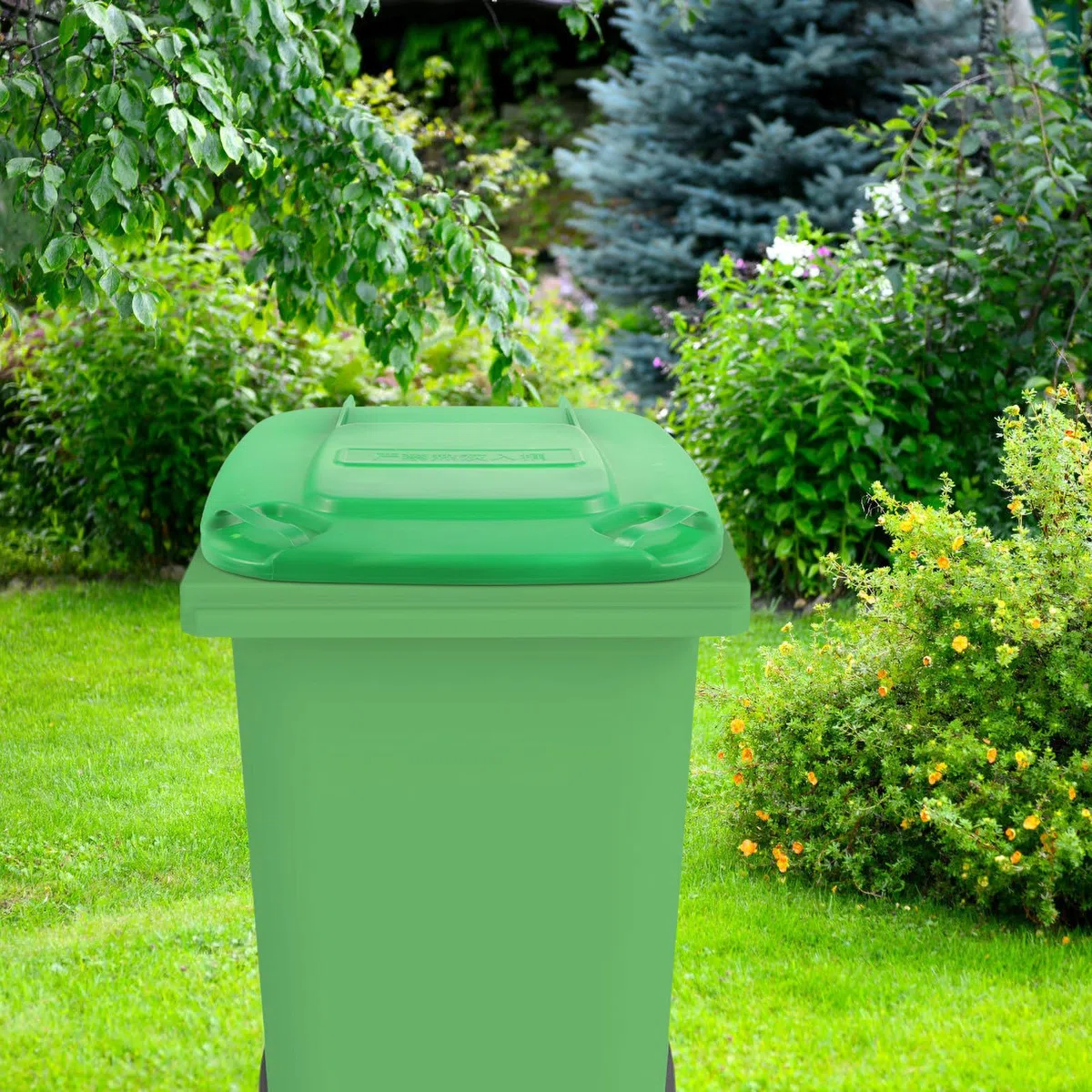 Coperchio Bidone Spazzatura da 50l in Plastico Verde Resistente alle Intemperie, Copertura per Bidoni della Spazzatura All'aperto, Protezione del Coperchio