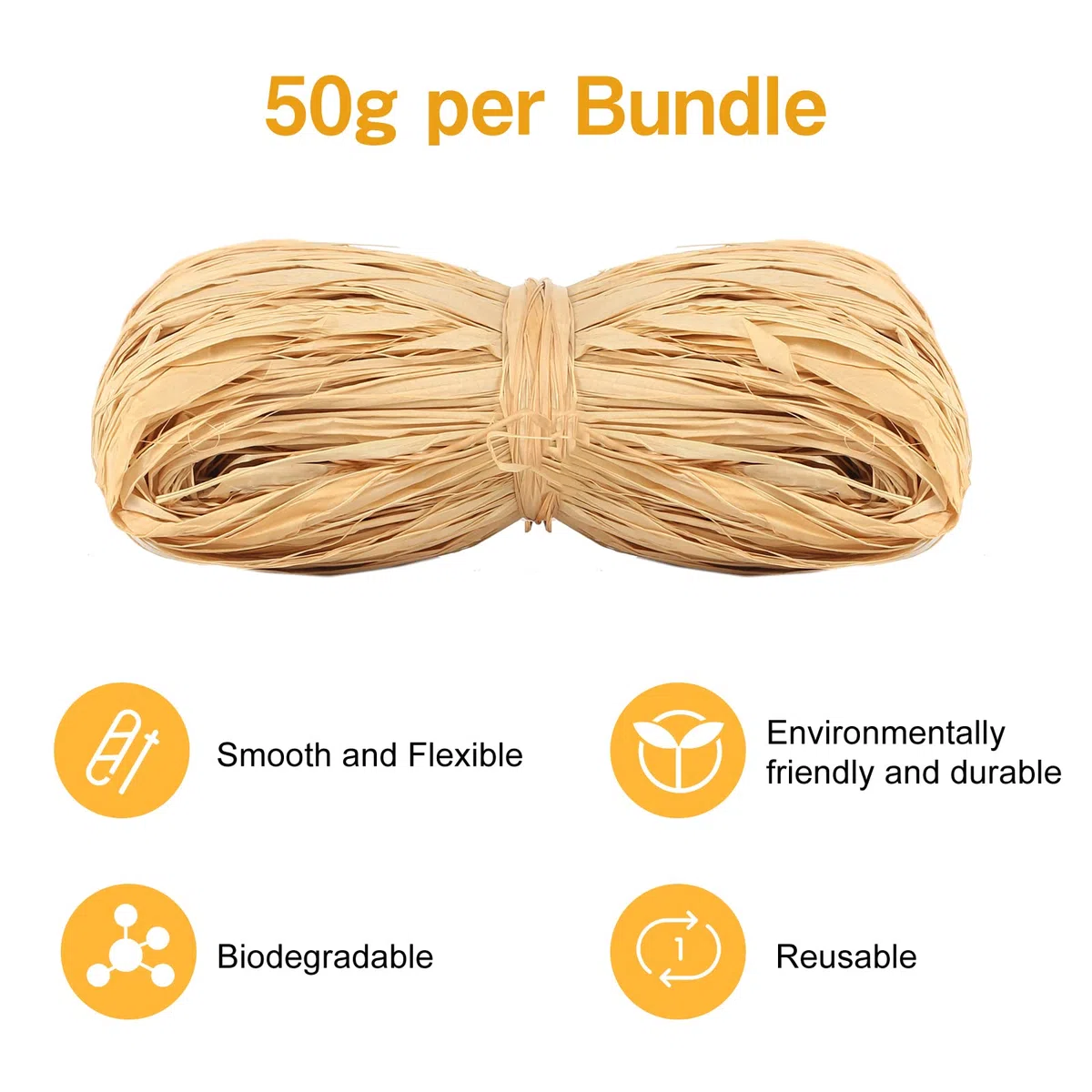 Rafia naturale, 6 pezzi da 300 g, nastro per fai da te, filo di carta naturale, per fioristi, giardini, matrimoni
