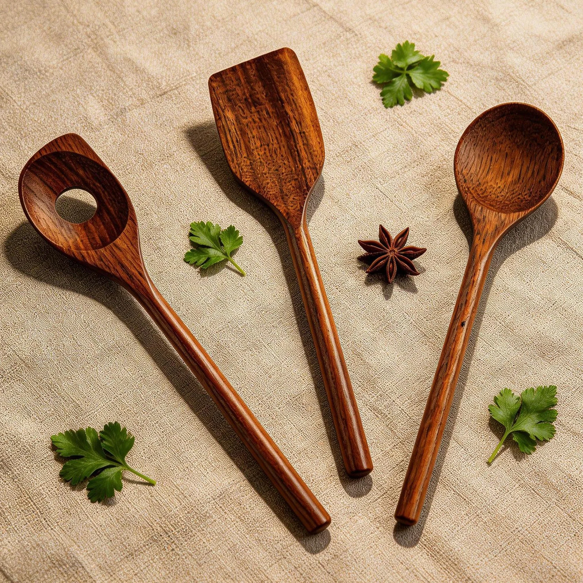 Kit di cucchiai da Cucina in Legno, 3 Pezzi di cucchiai di Legno per padelle antiaderenti e pentole di terralla, Utensili da Cucina in Legno di Acacia Resistenti e antibatterici